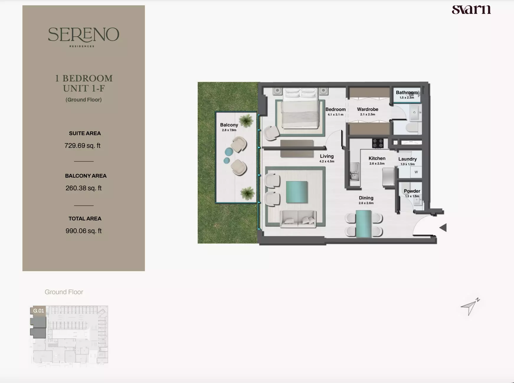 typeSize floor plan for Sereno Residences