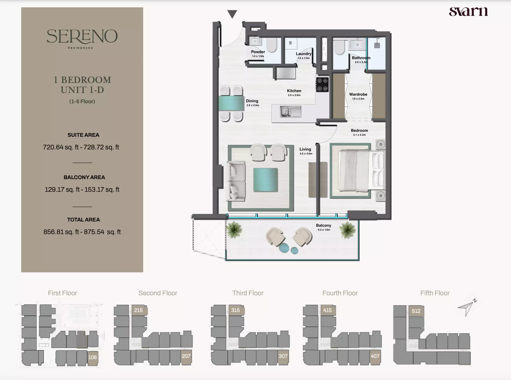 typeSize floor plan for Sereno Residences
