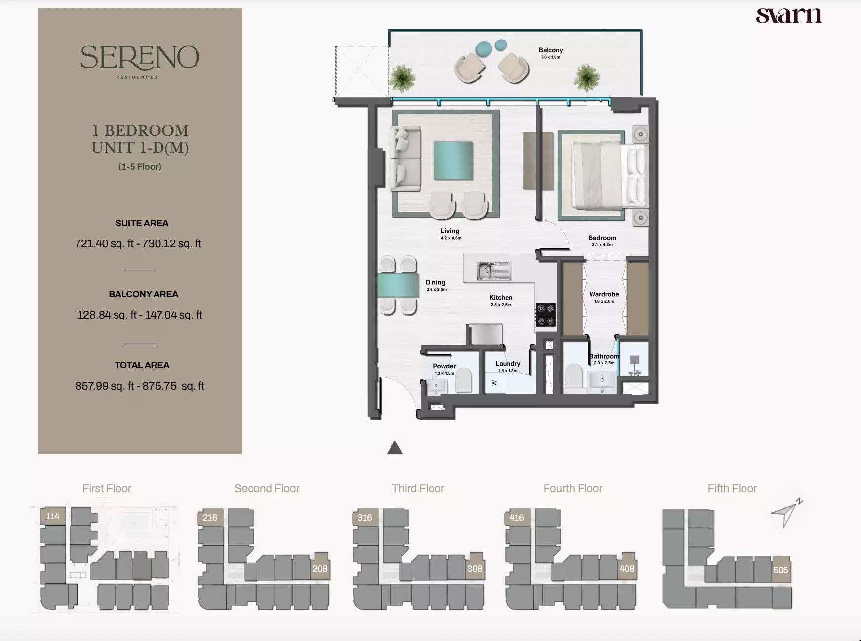 typeSize floor plan for Sereno Residences