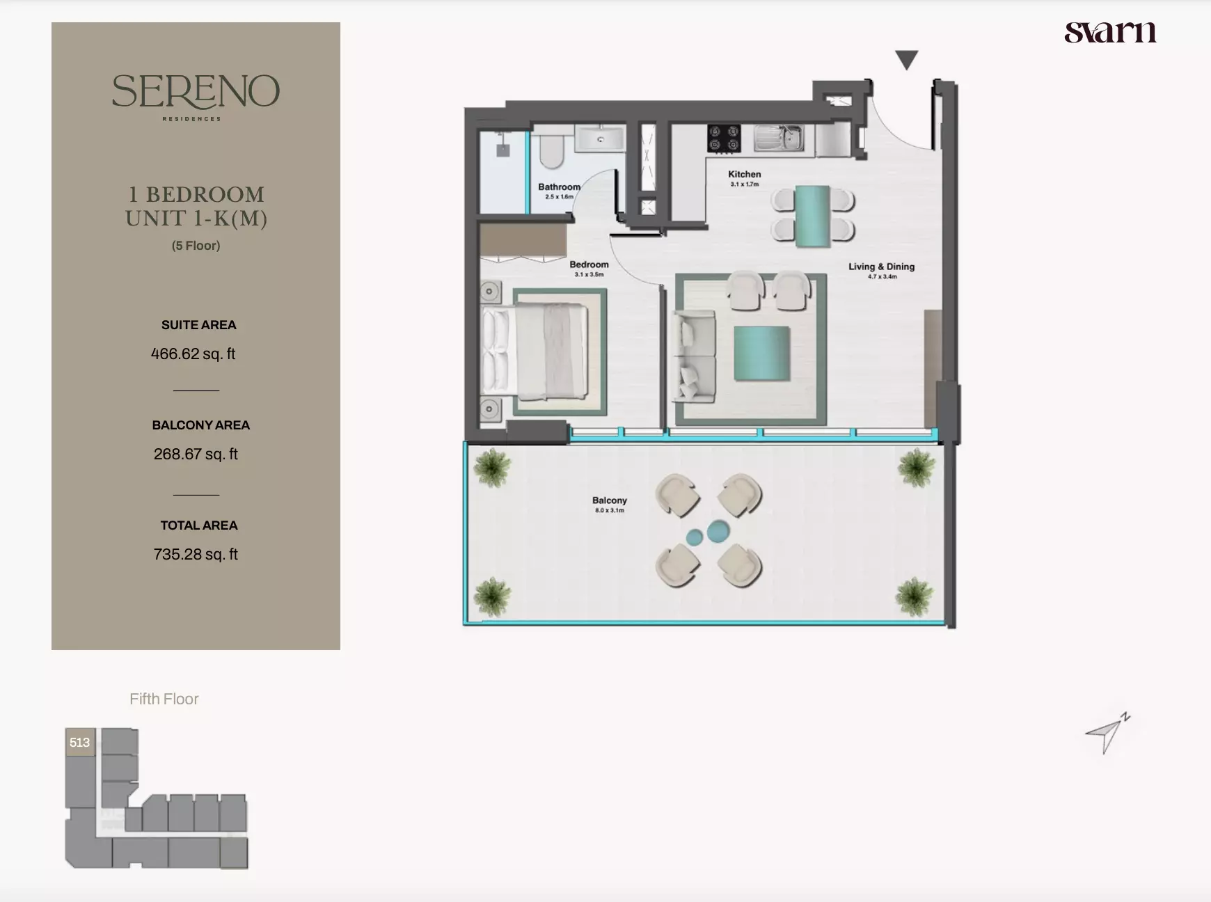 typeSize floor plan for Sereno Residences