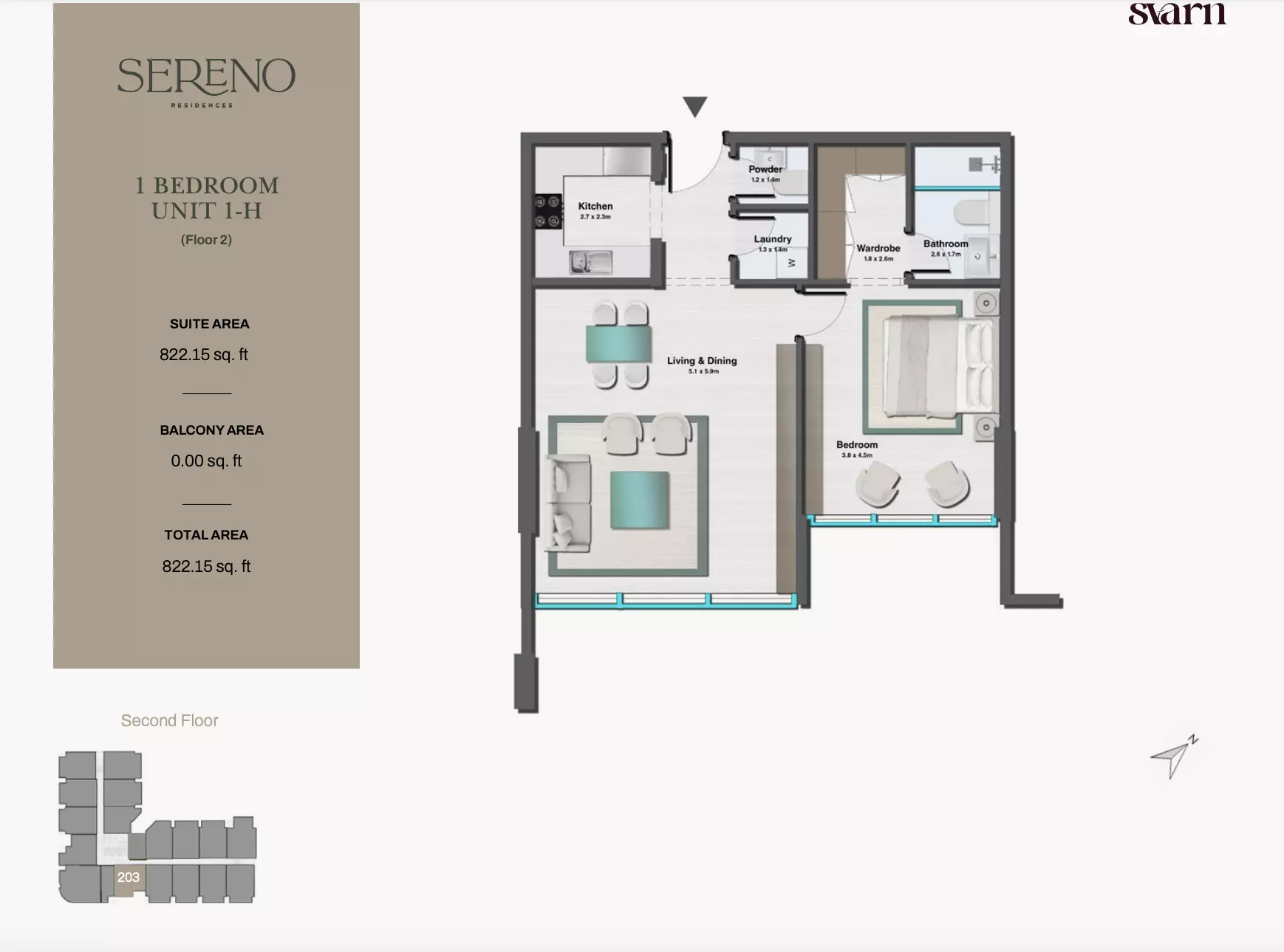 typeSize floor plan for Sereno Residences