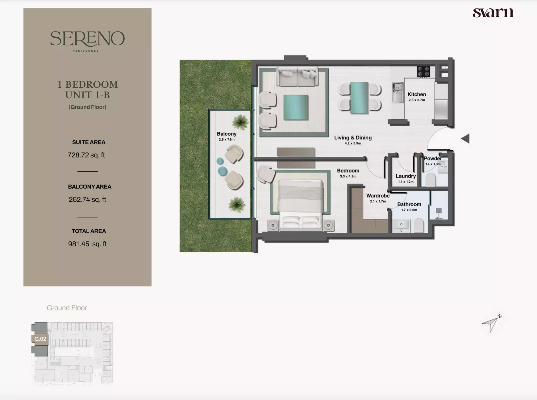 typeSize floor plan for Sereno Residences
