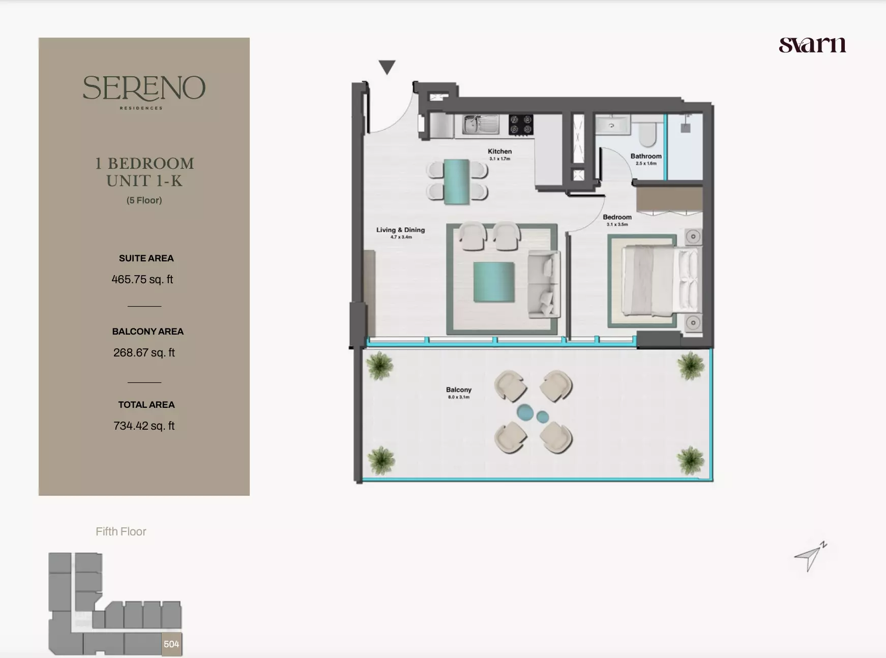 typeSize floor plan for Sereno Residences