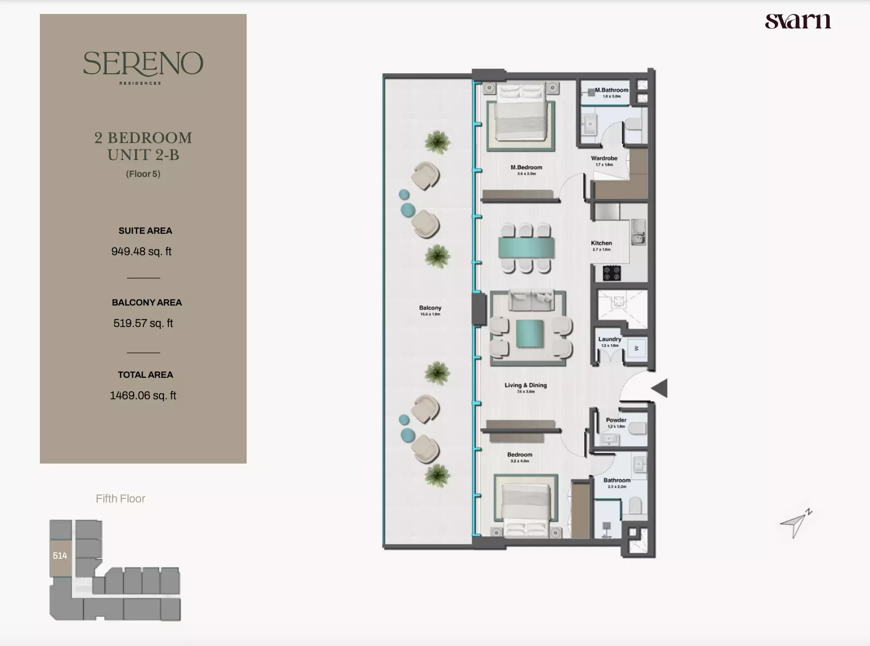 typeSize floor plan for Sereno Residences