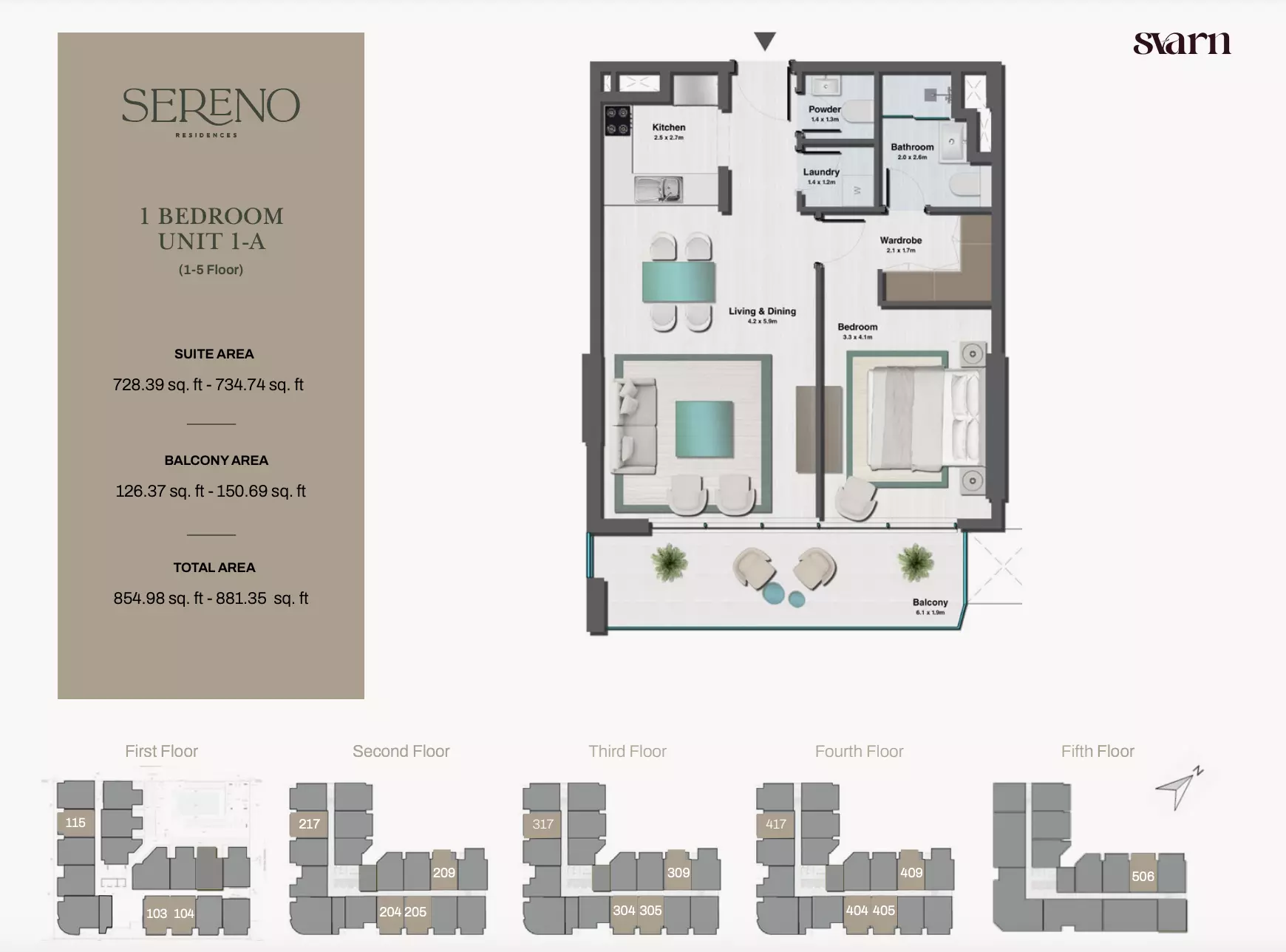 typeSize floor plan for Sereno Residences