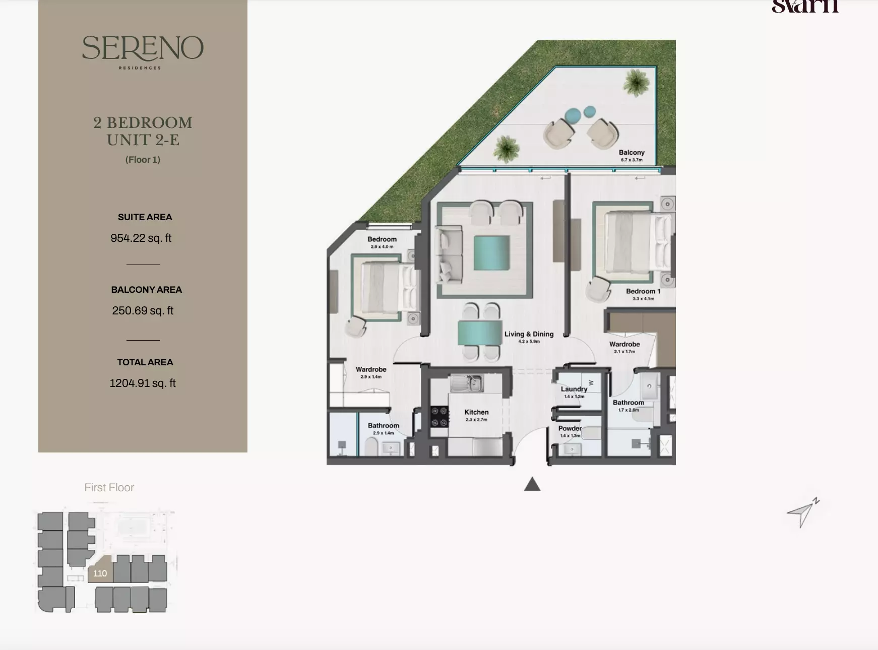 typeSize floor plan for Sereno Residences