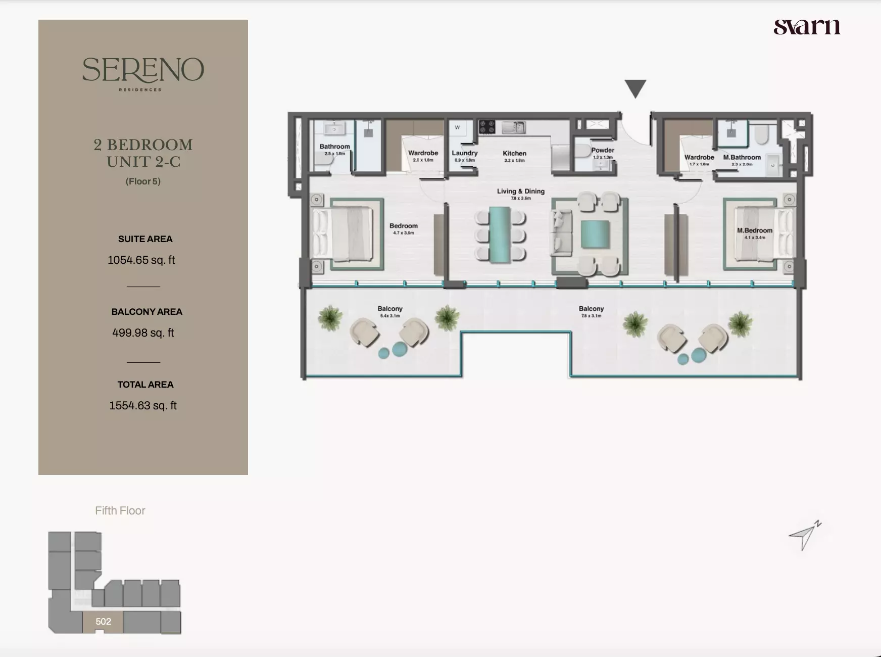 typeSize floor plan for Sereno Residences