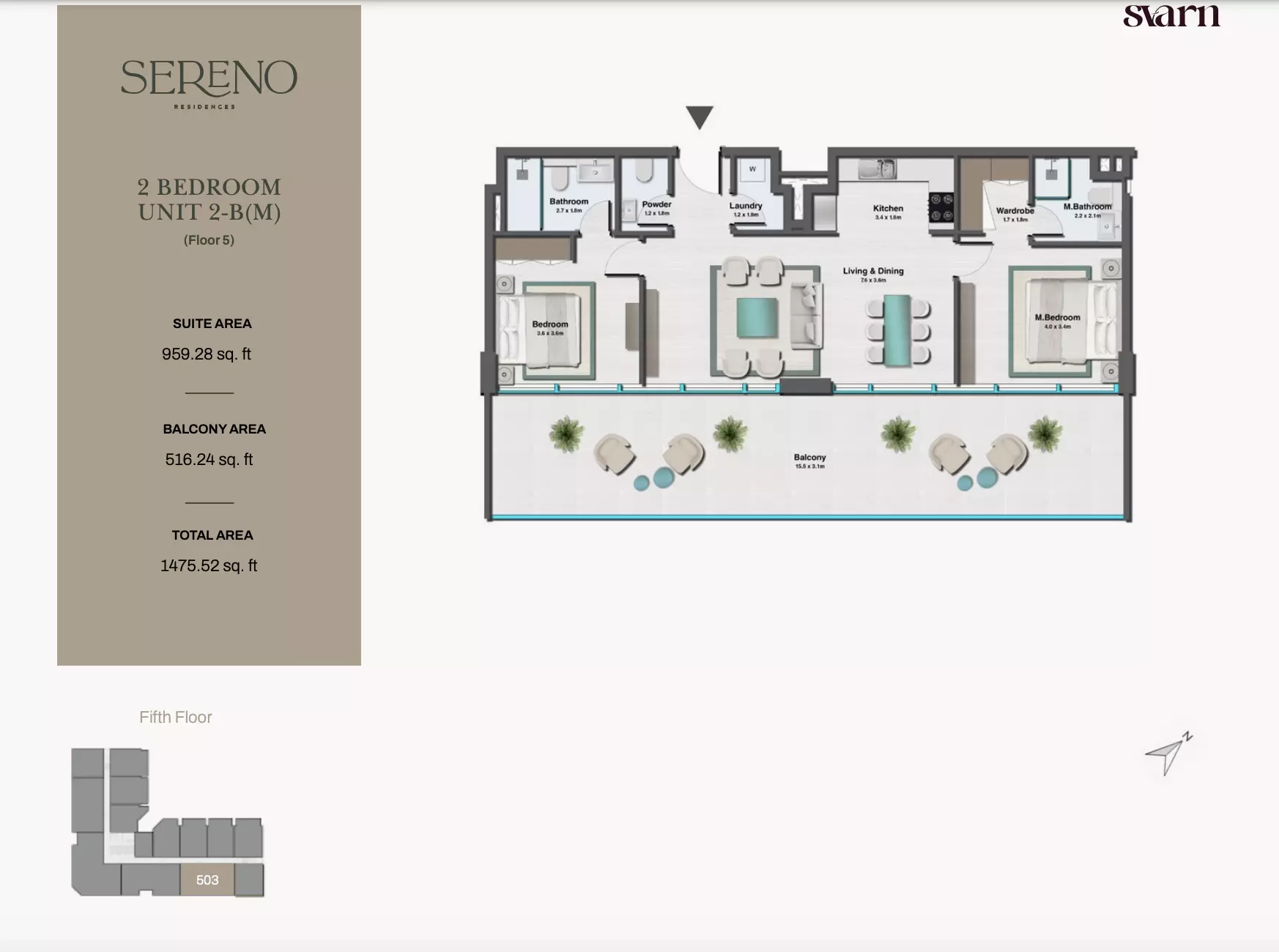 typeSize floor plan for Sereno Residences