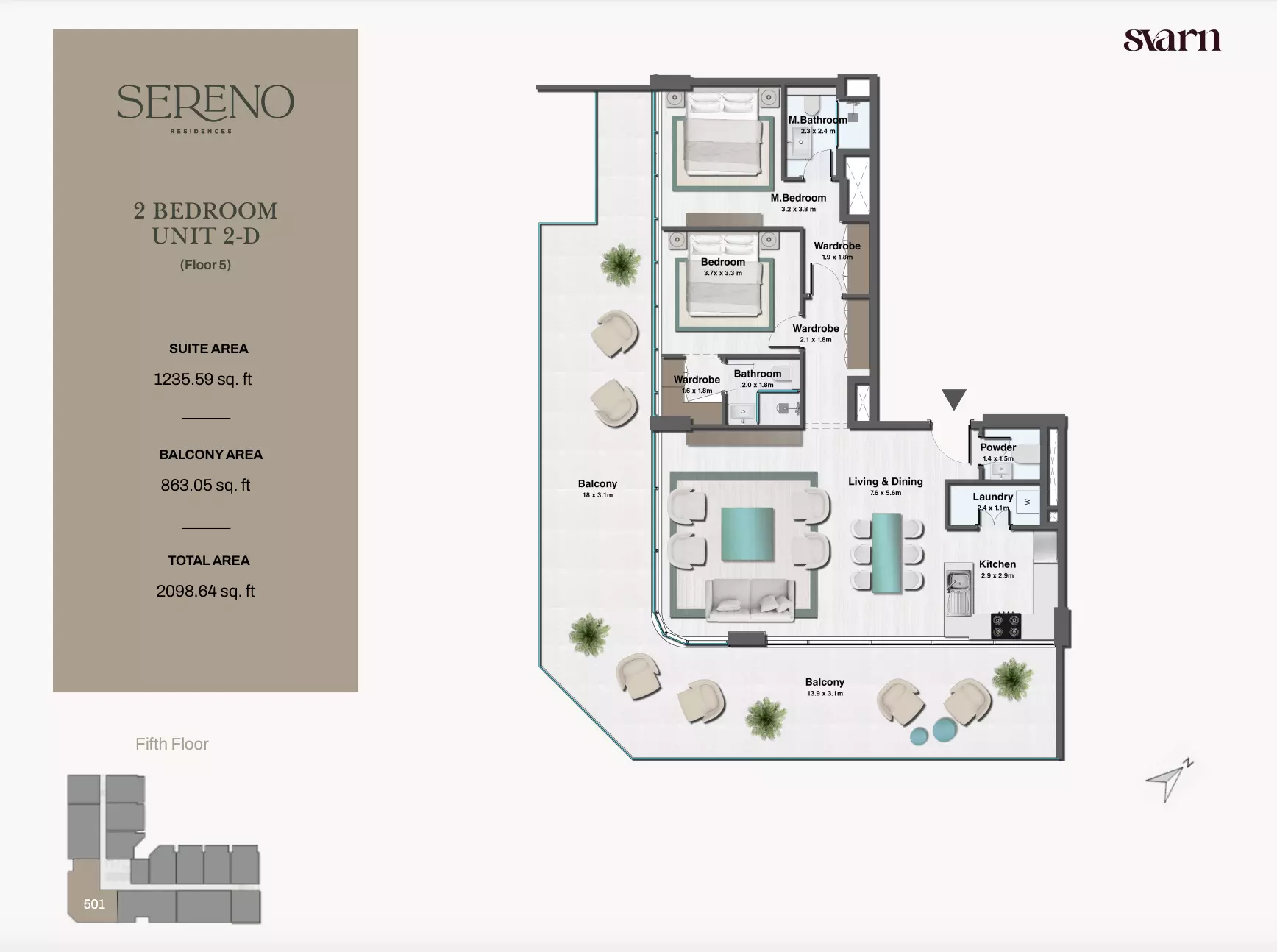 typeSize floor plan for Sereno Residences