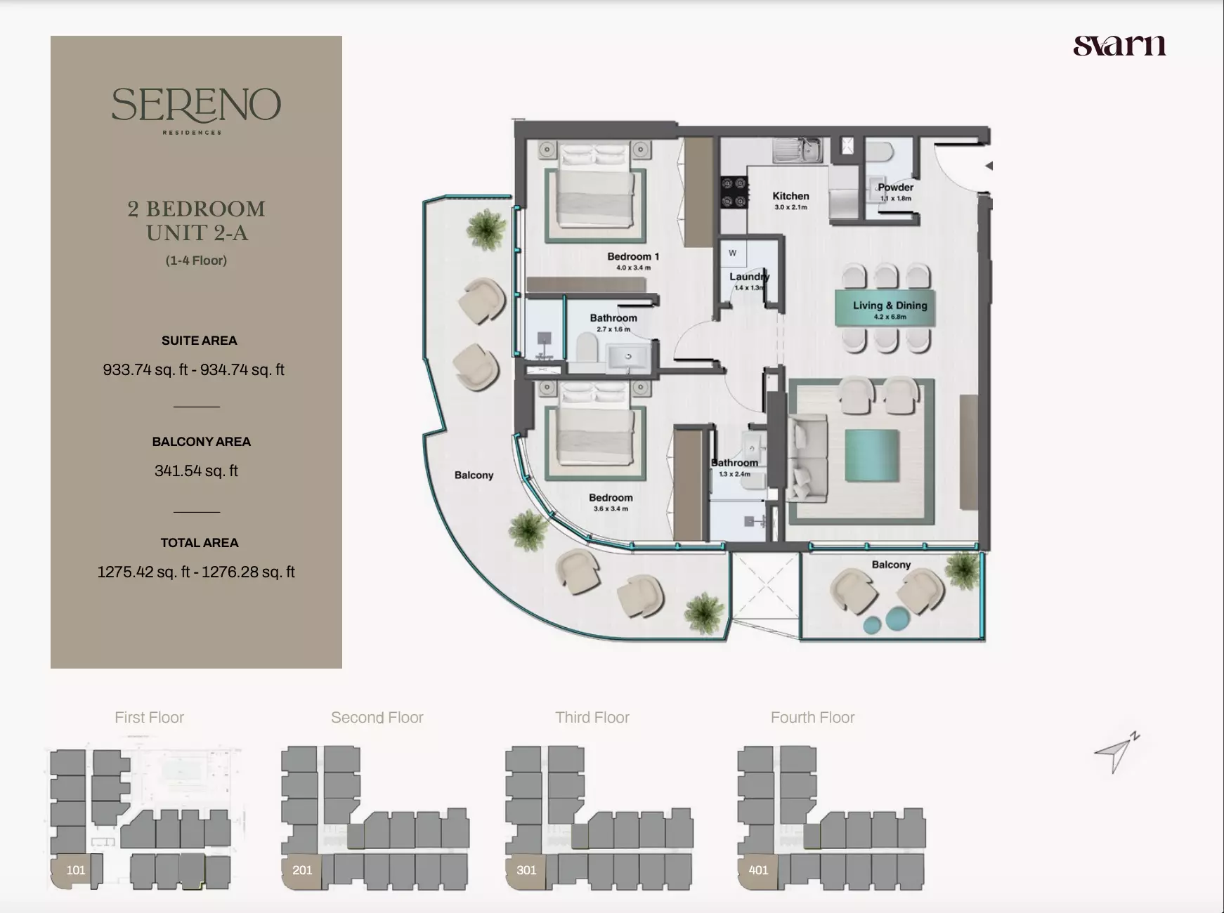 typeSize floor plan for Sereno Residences