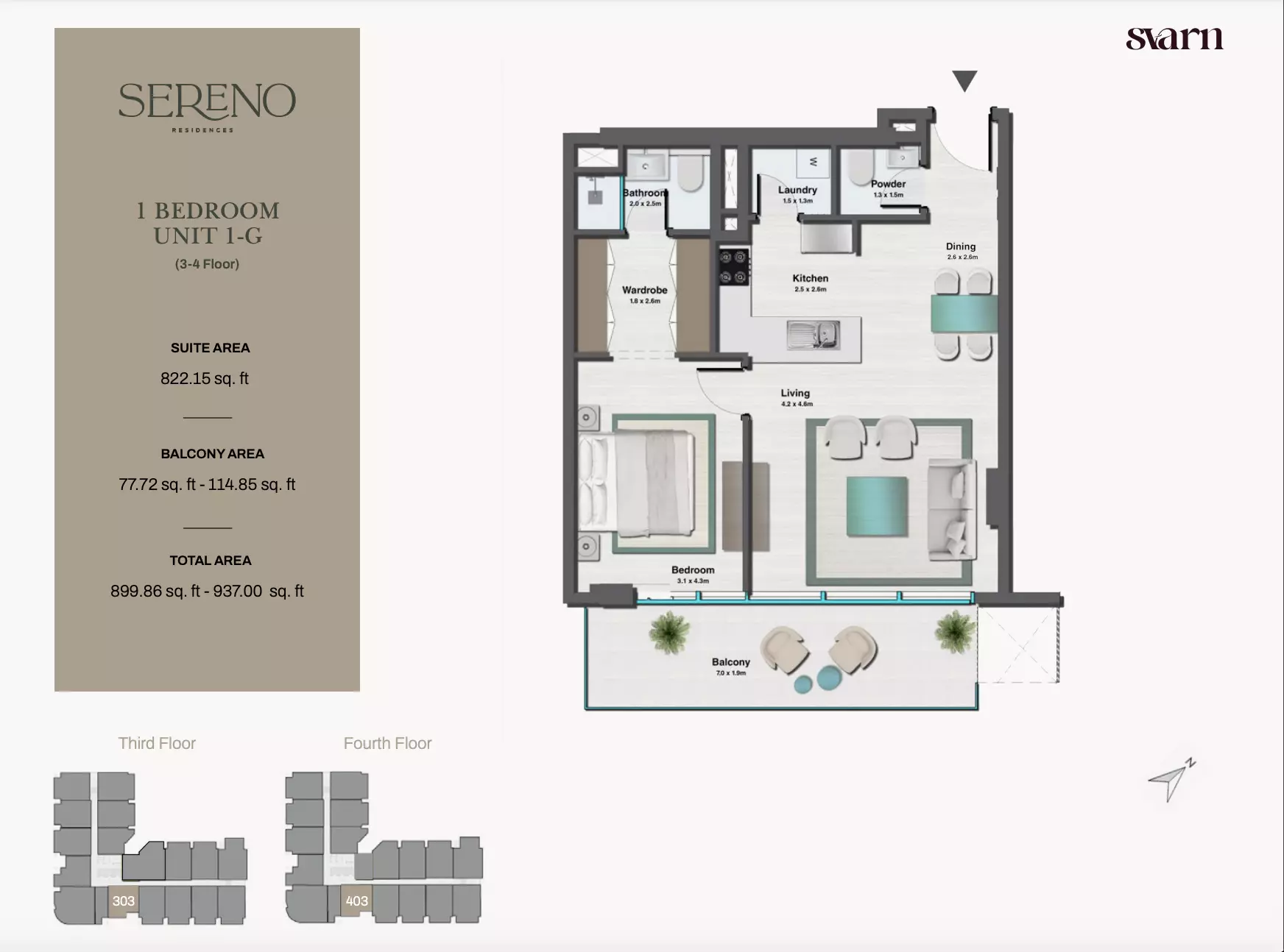 typeSize floor plan for Sereno Residences