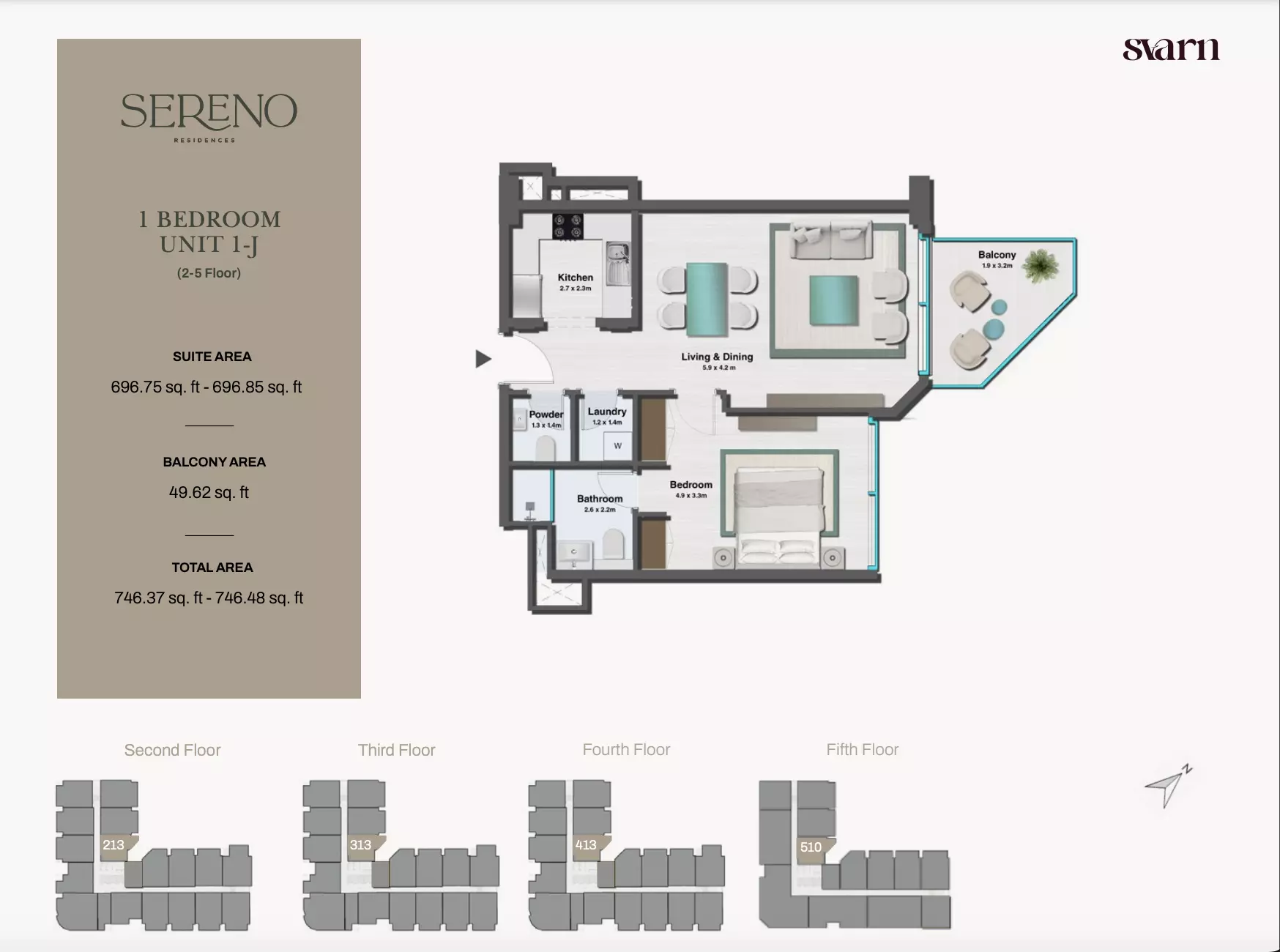 typeSize floor plan for Sereno Residences