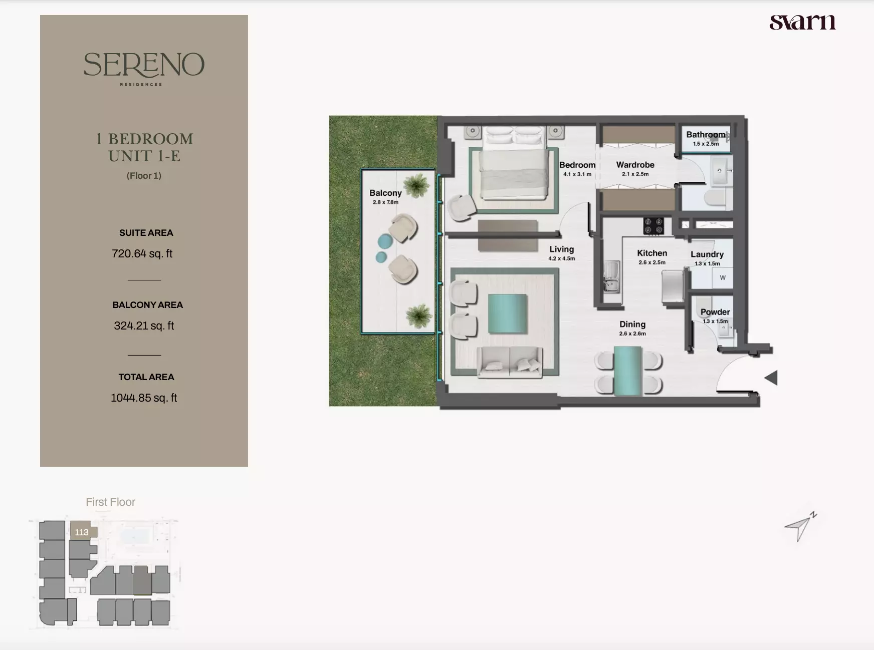 typeSize floor plan for Sereno Residences