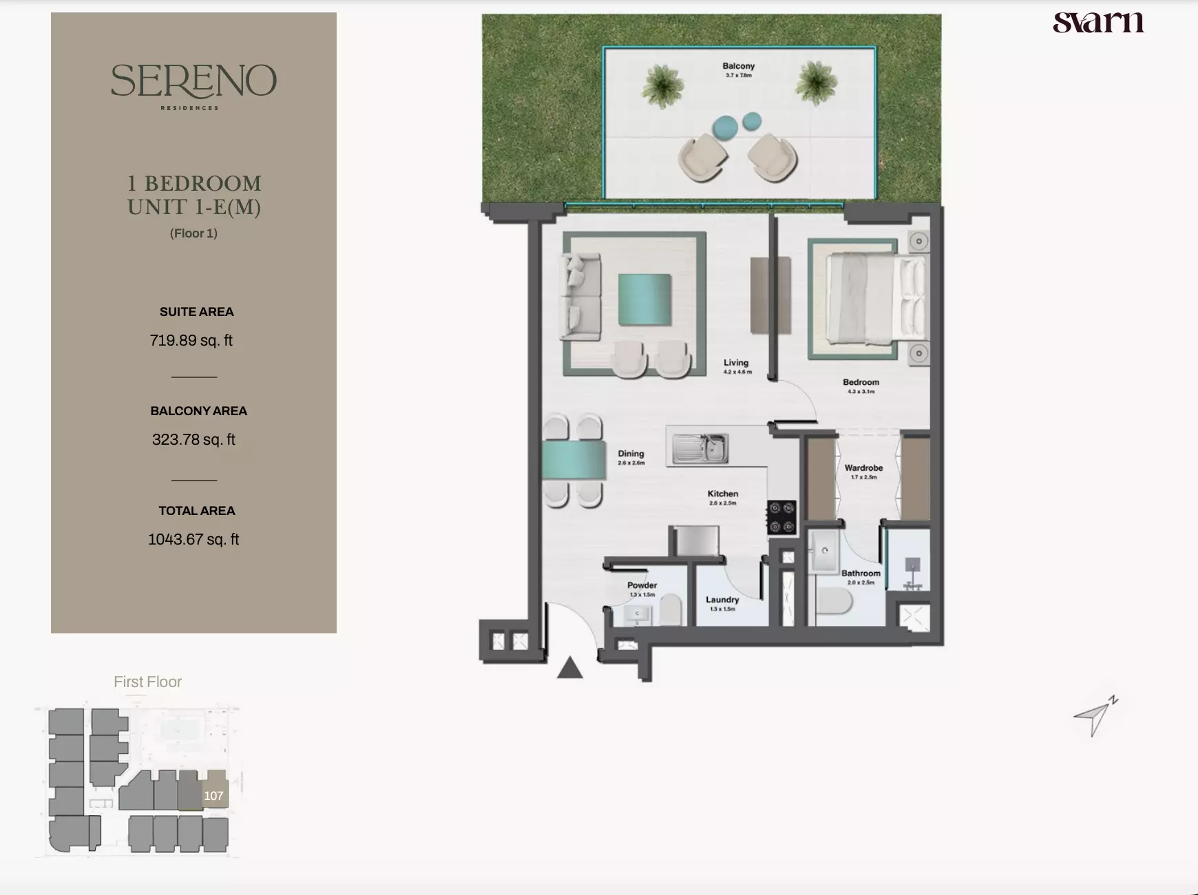 typeSize floor plan for Sereno Residences