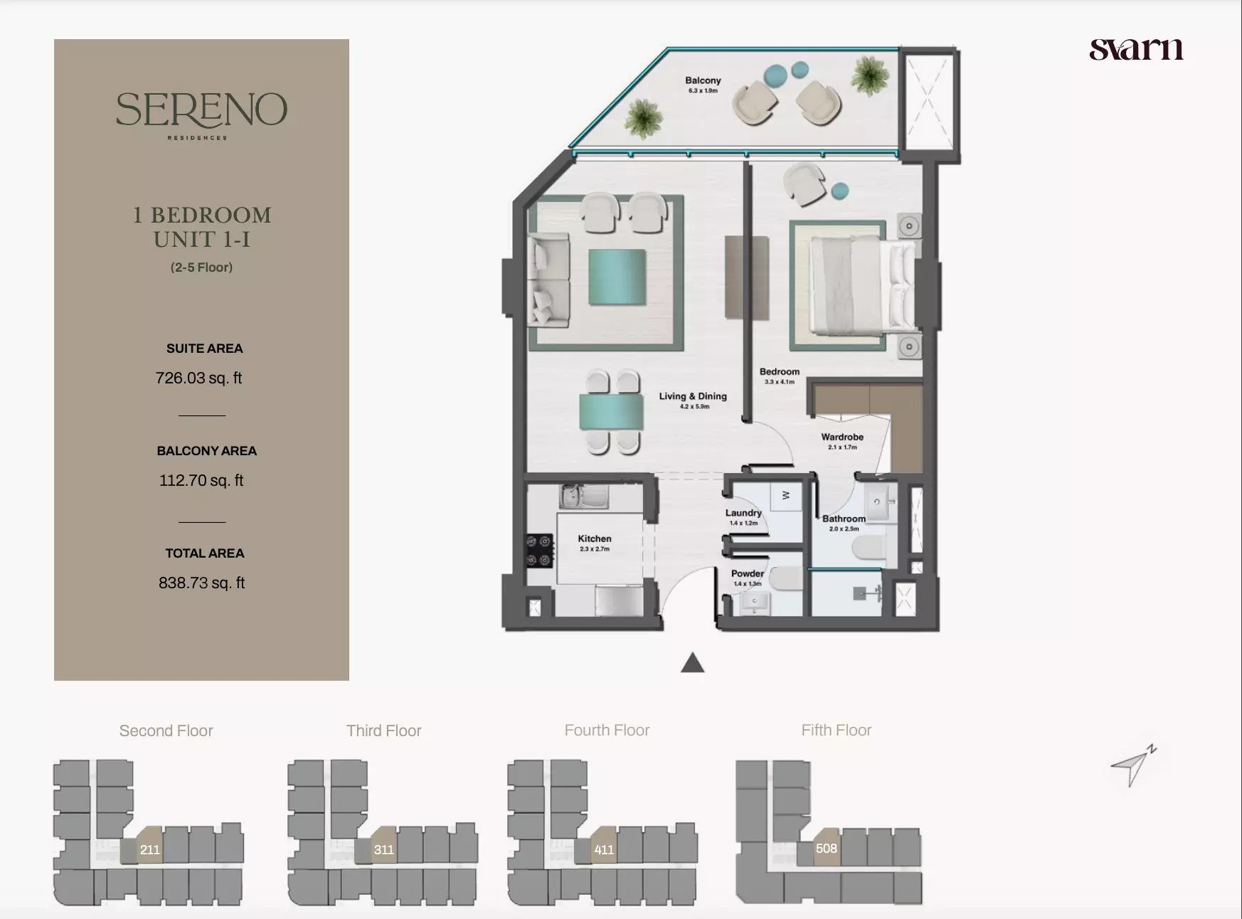 typeSize floor plan for Sereno Residences