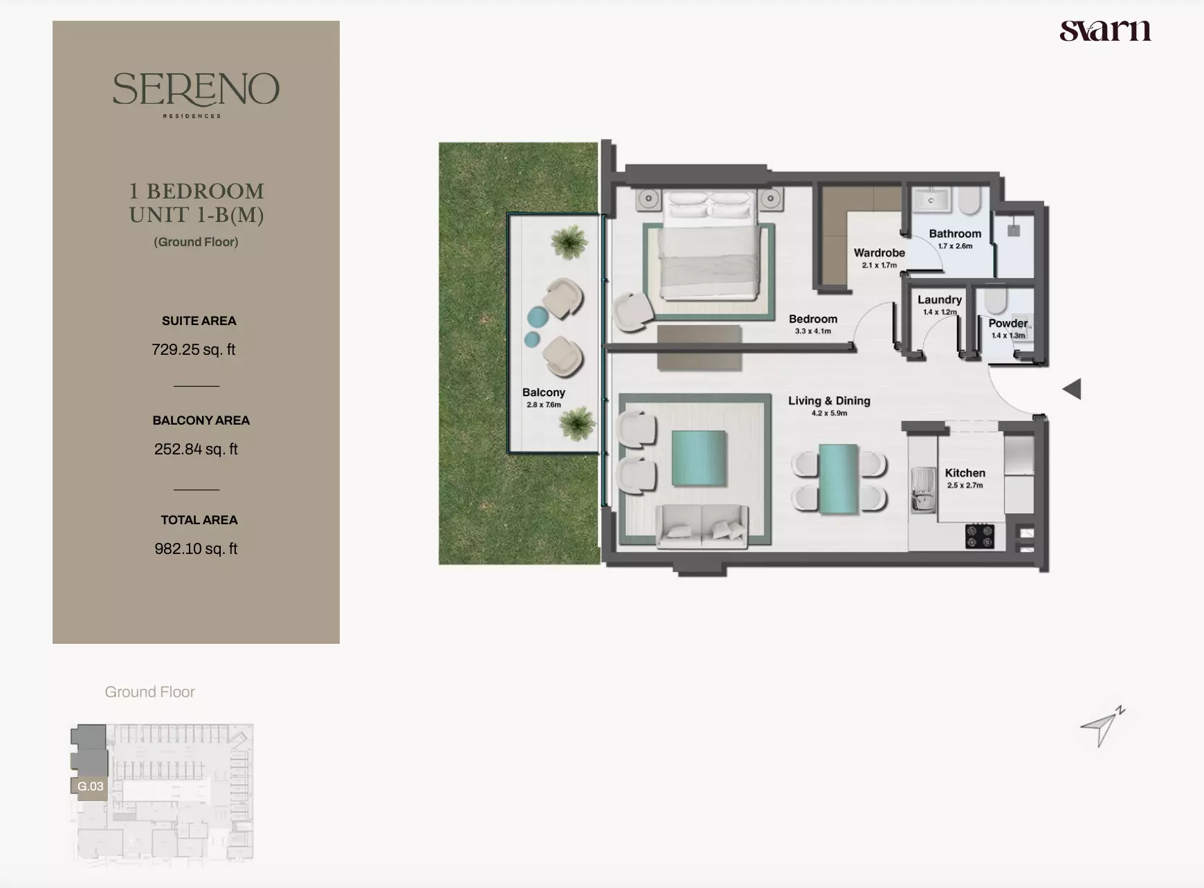typeSize floor plan for Sereno Residences