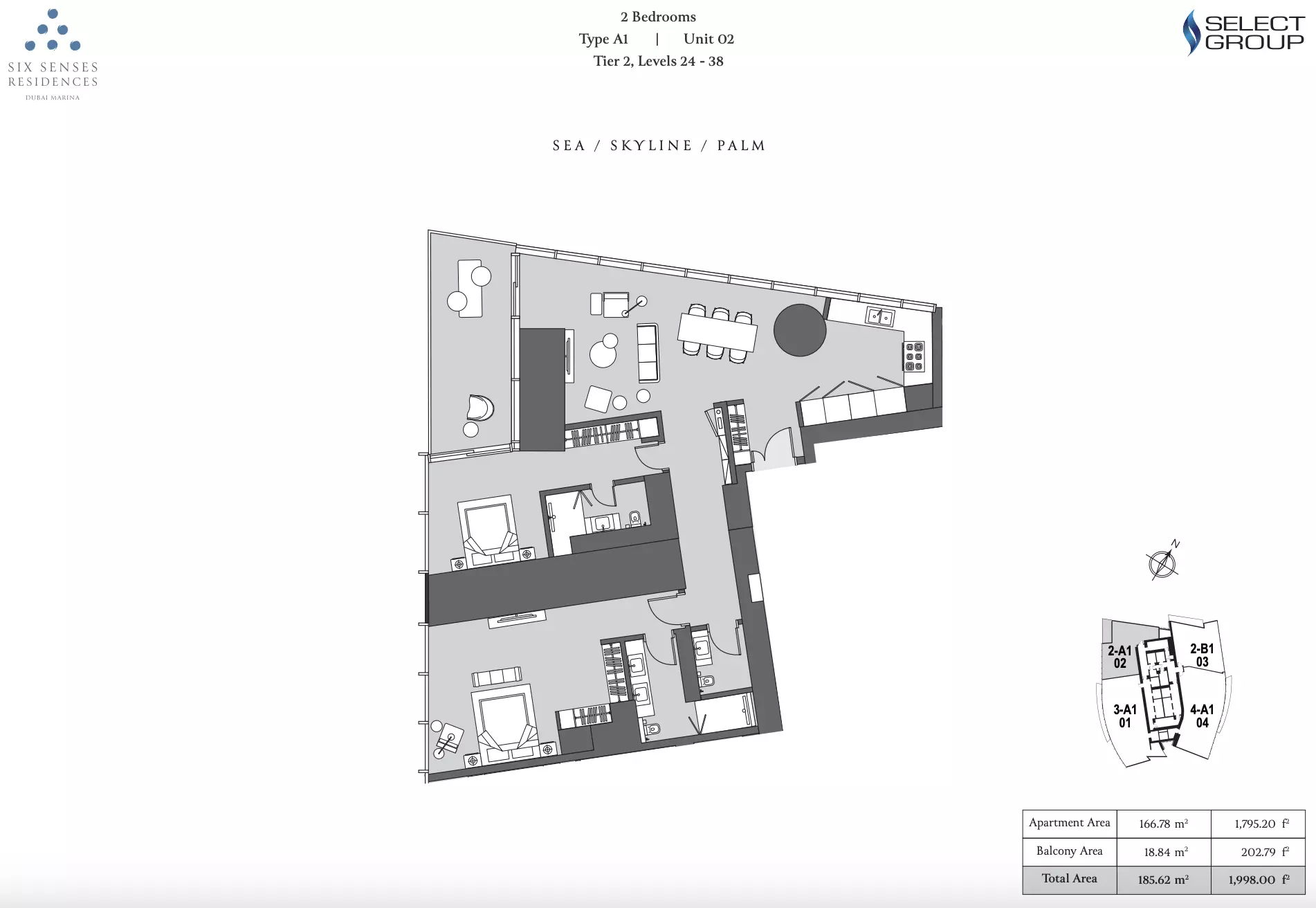 typeSize floor plan for Six Senses Residences Dubai Marina