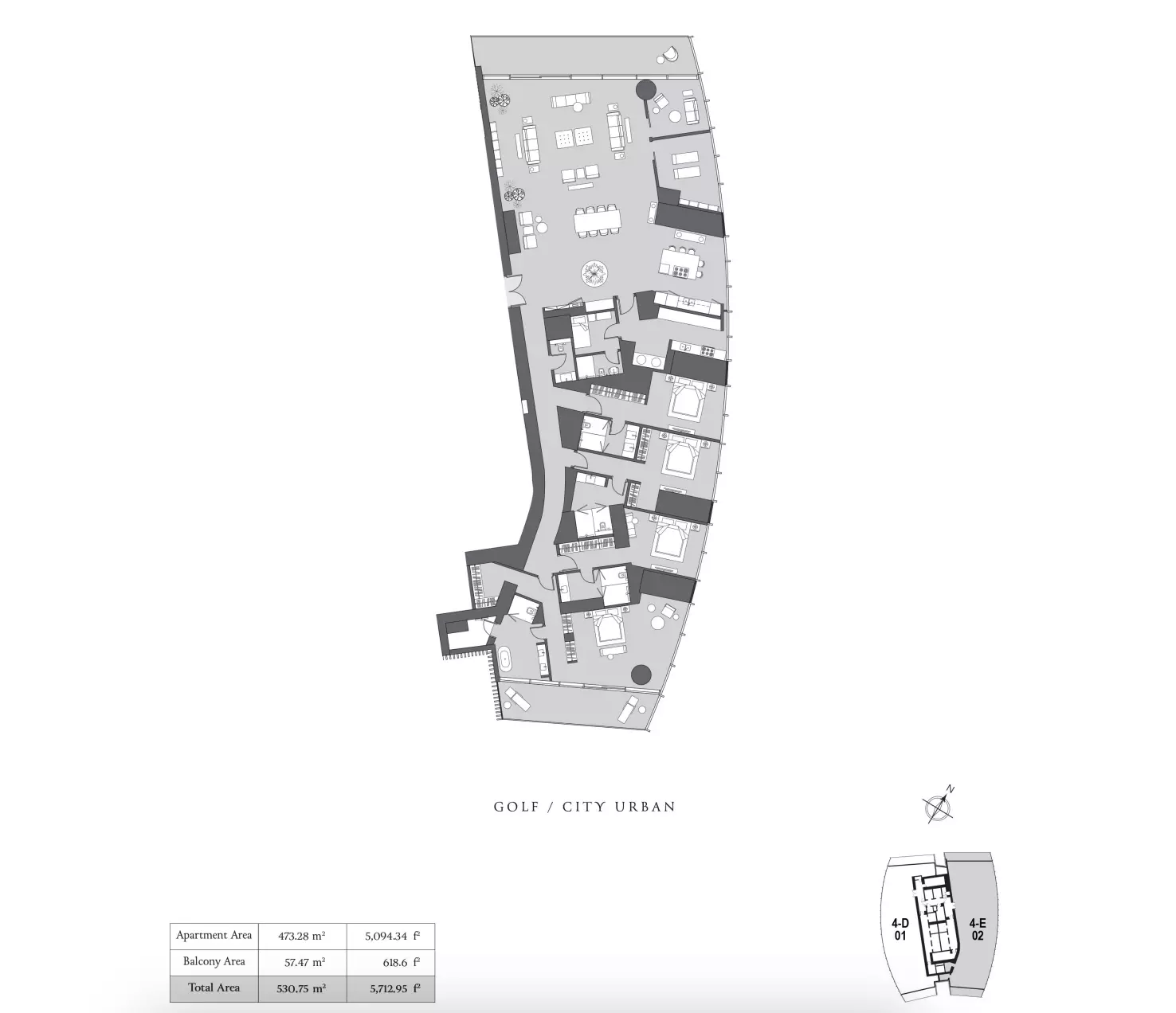 typeSize floor plan for Six Senses Residences Dubai Marina