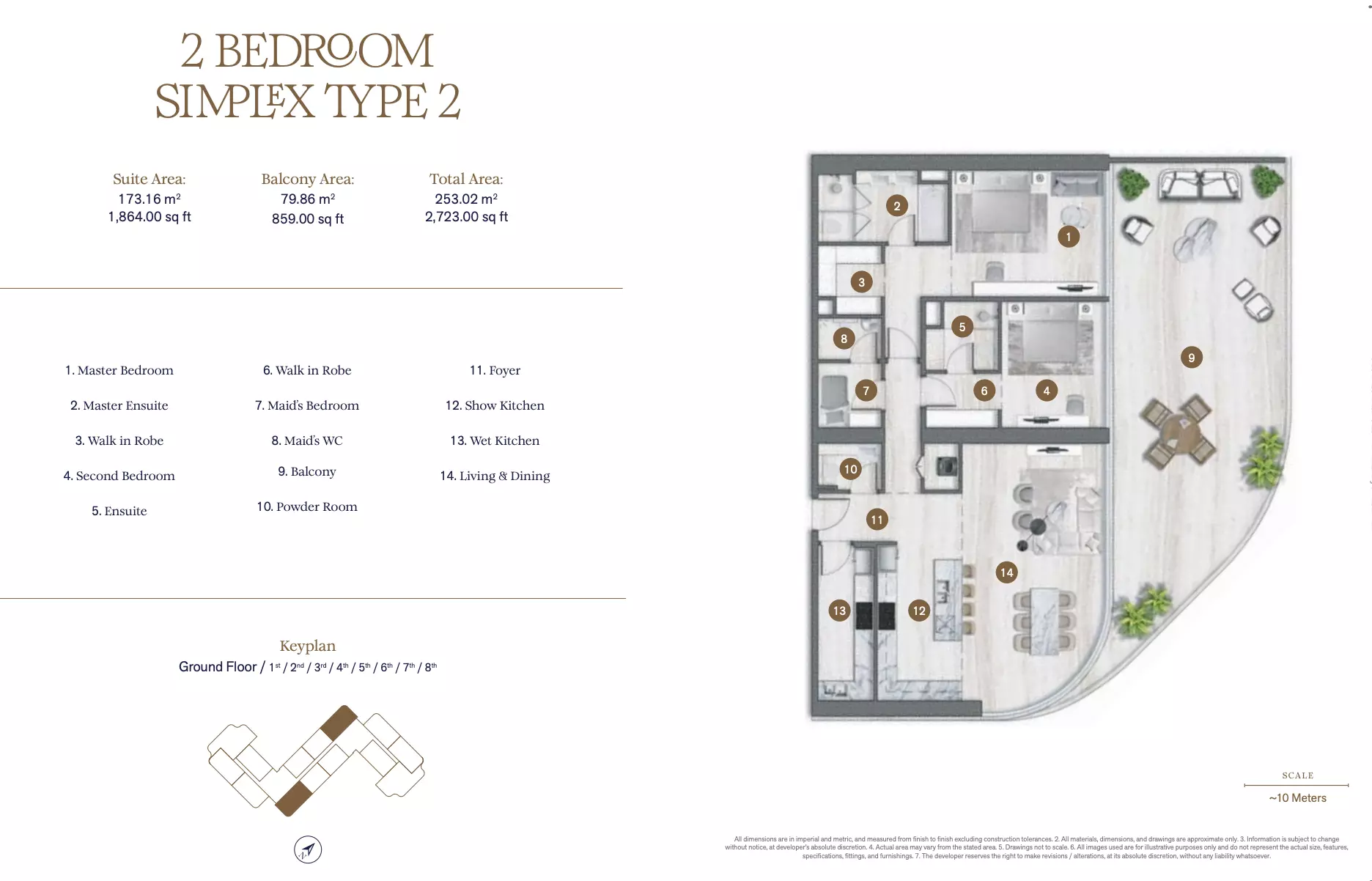 typeSize floor plan for SLS Residences Palm Jumeirah