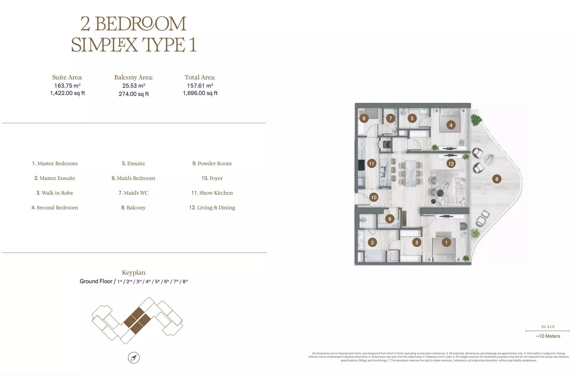 typeSize floor plan for SLS Residences Palm Jumeirah
