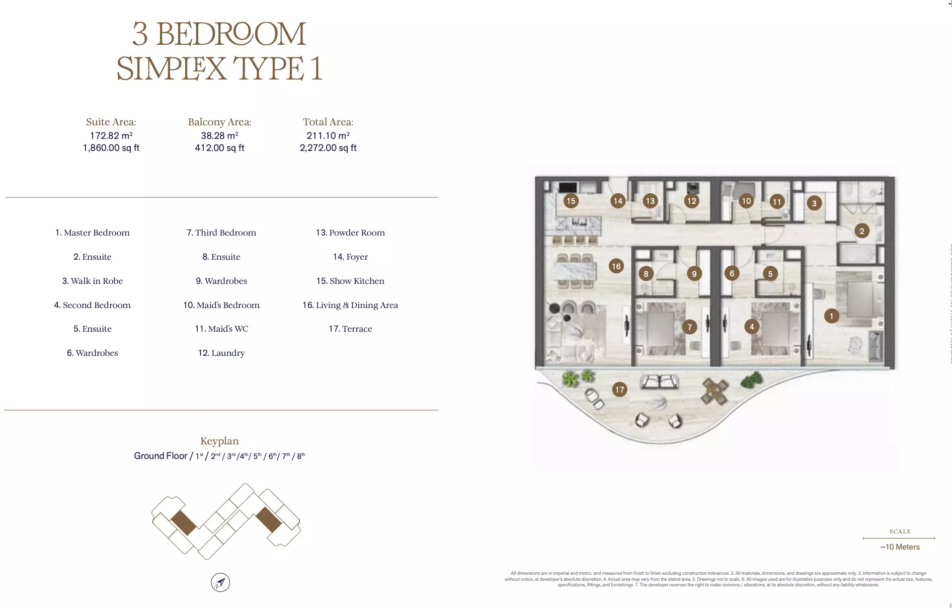typeSize floor plan for SLS Residences Palm Jumeirah