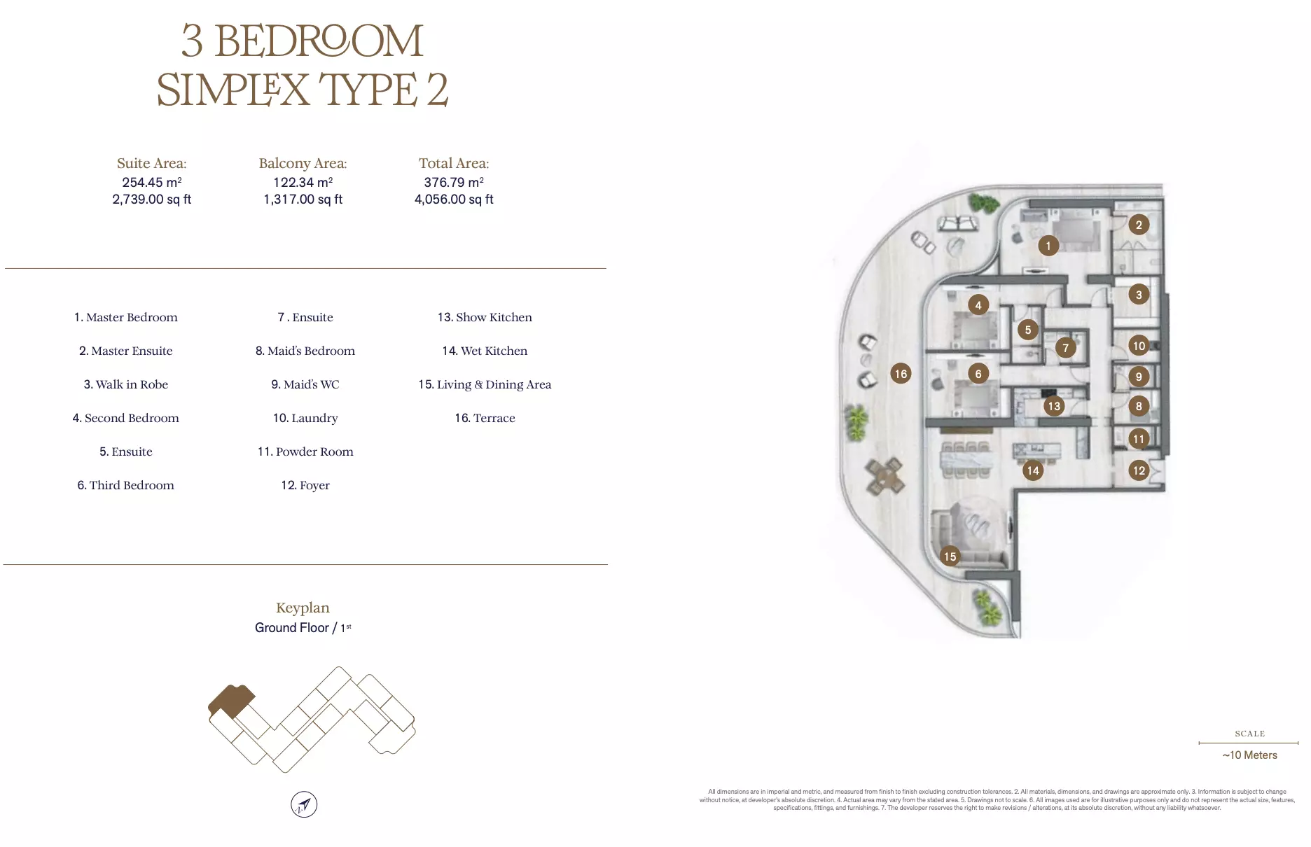 typeSize floor plan for SLS Residences Palm Jumeirah