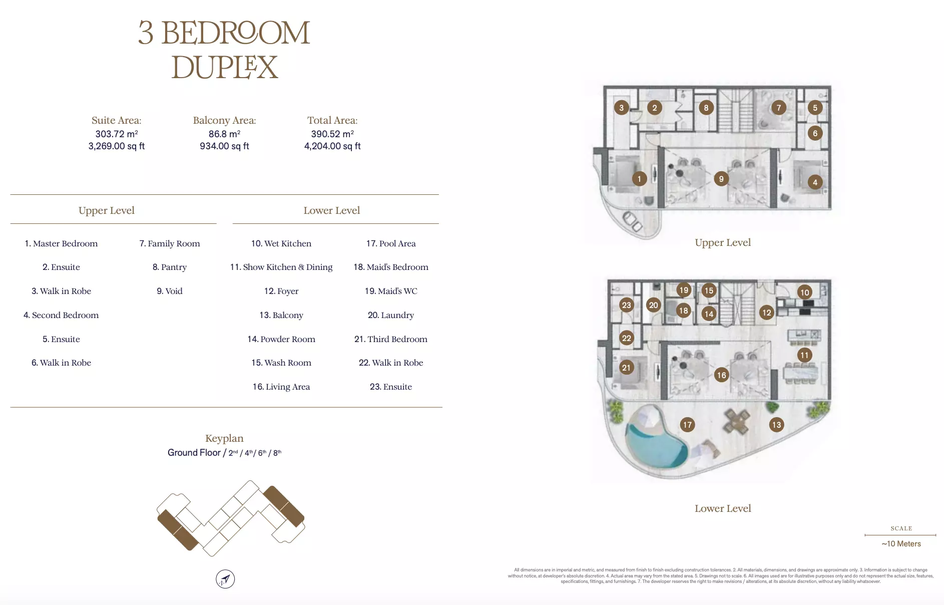 typeSize floor plan for SLS Residences Palm Jumeirah
