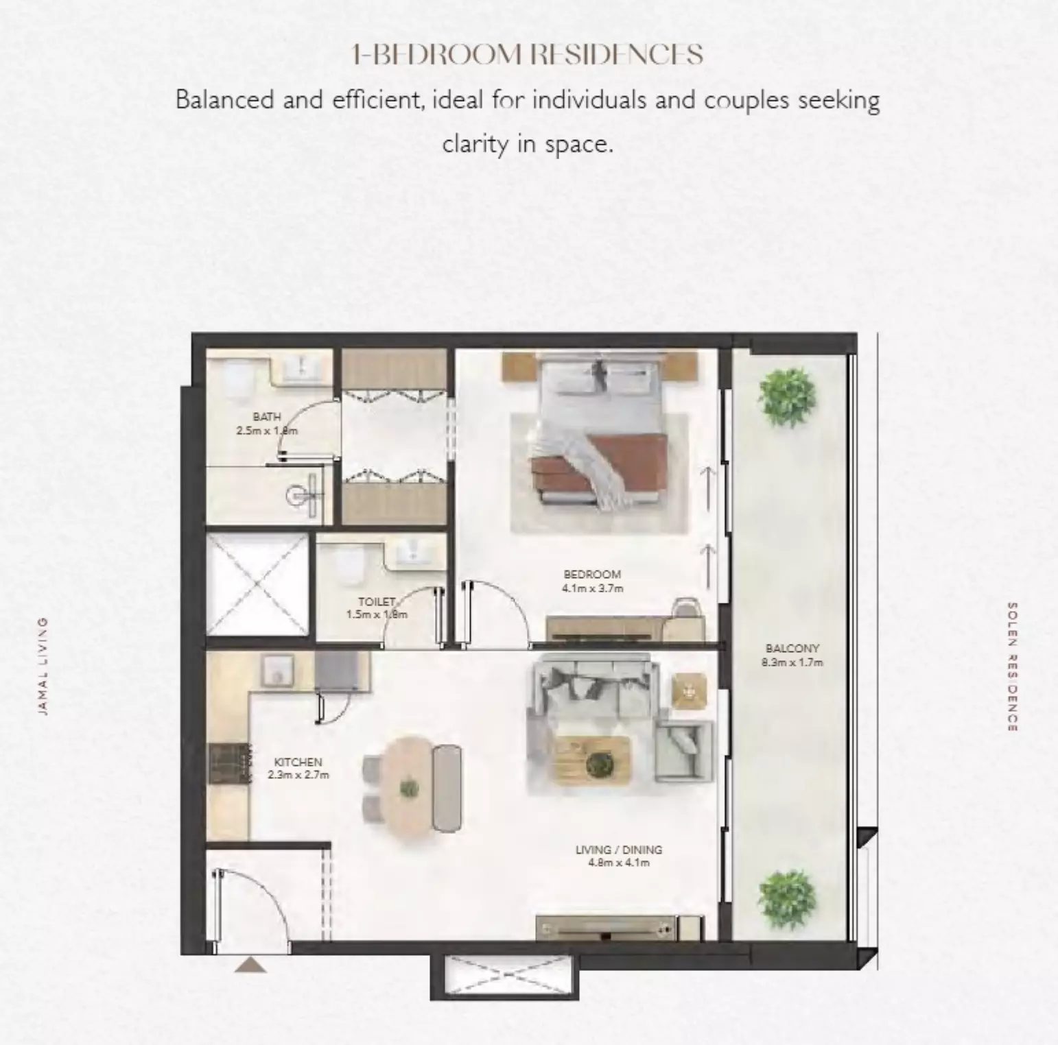 typeSize floor plan for Solen Residence