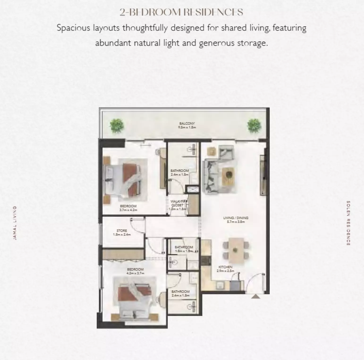 typeSize floor plan for Solen Residence