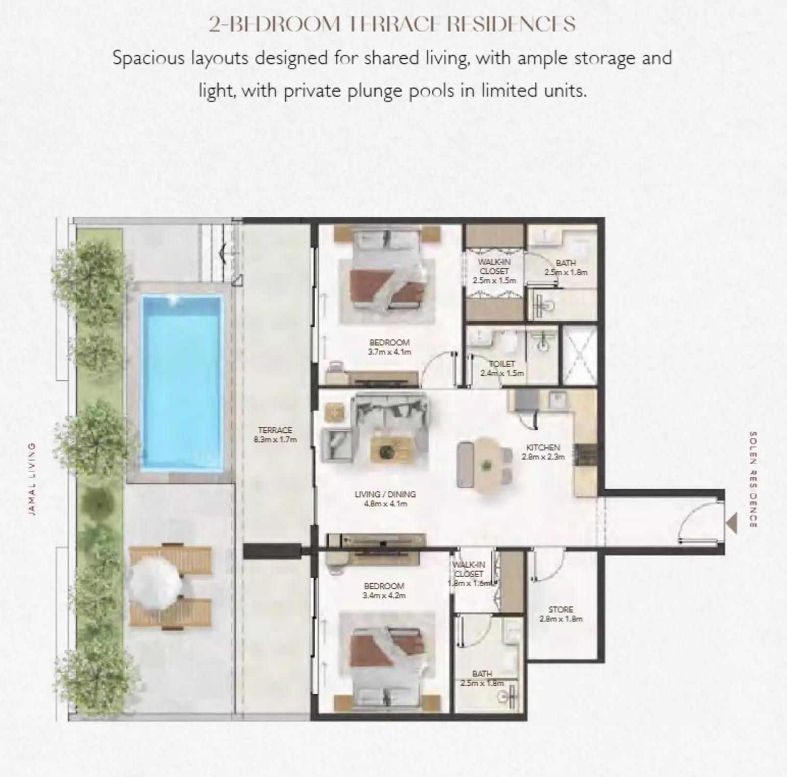 typeSize floor plan for Solen Residence