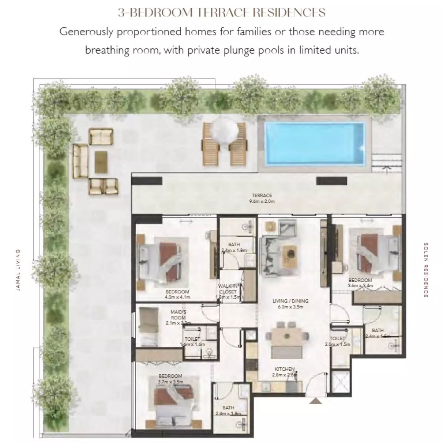 typeSize floor plan for Solen Residence