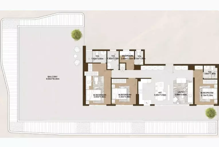 typeSize floor plan for Sports View Residence Phase 2 by Al Helal Al Zahaby