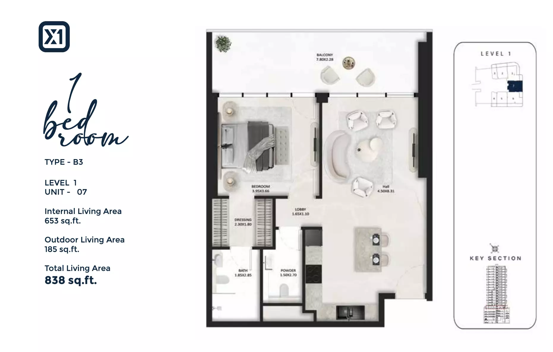 typeSize floor plan for SquareX One