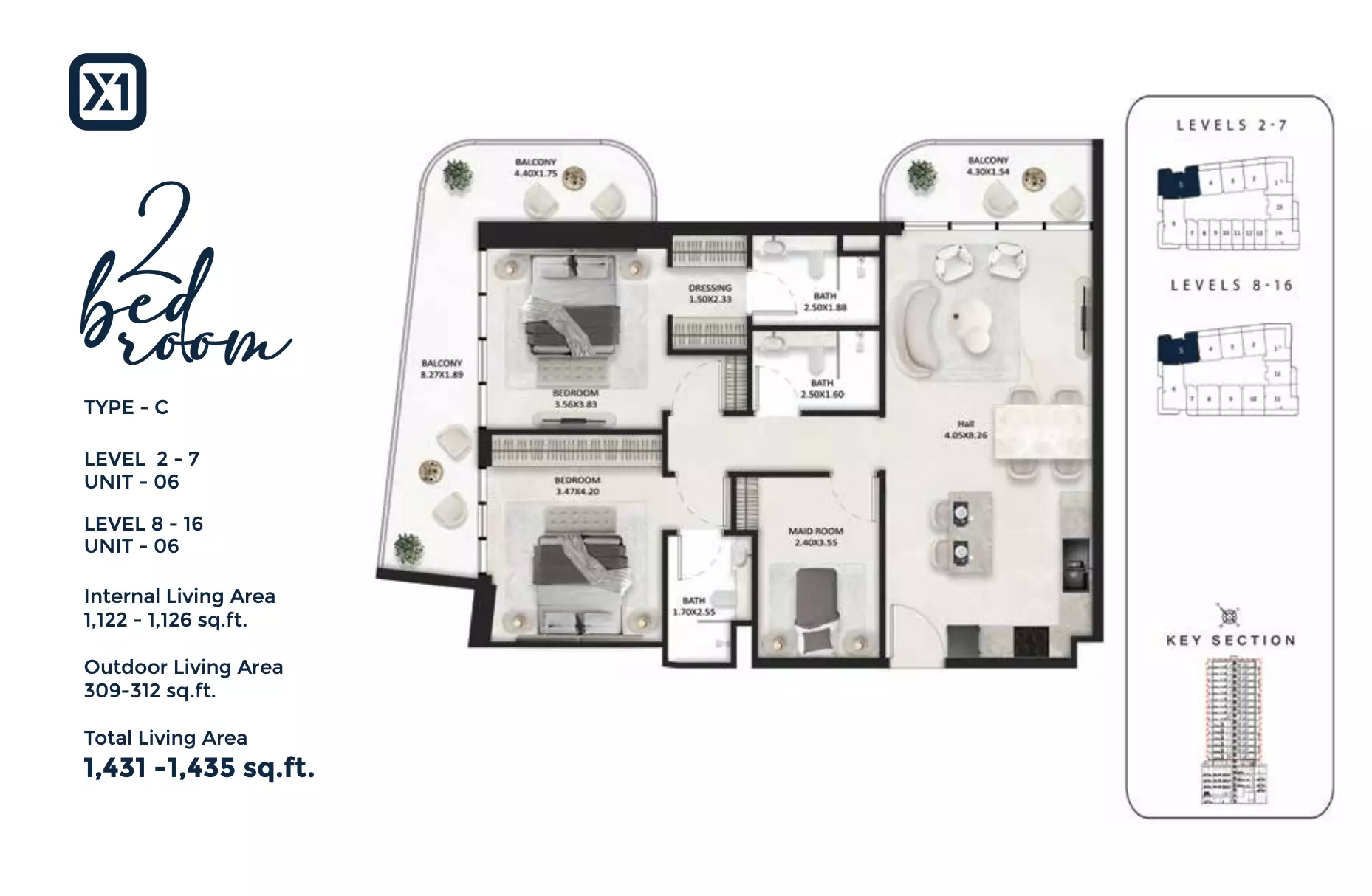 typeSize floor plan for SquareX One