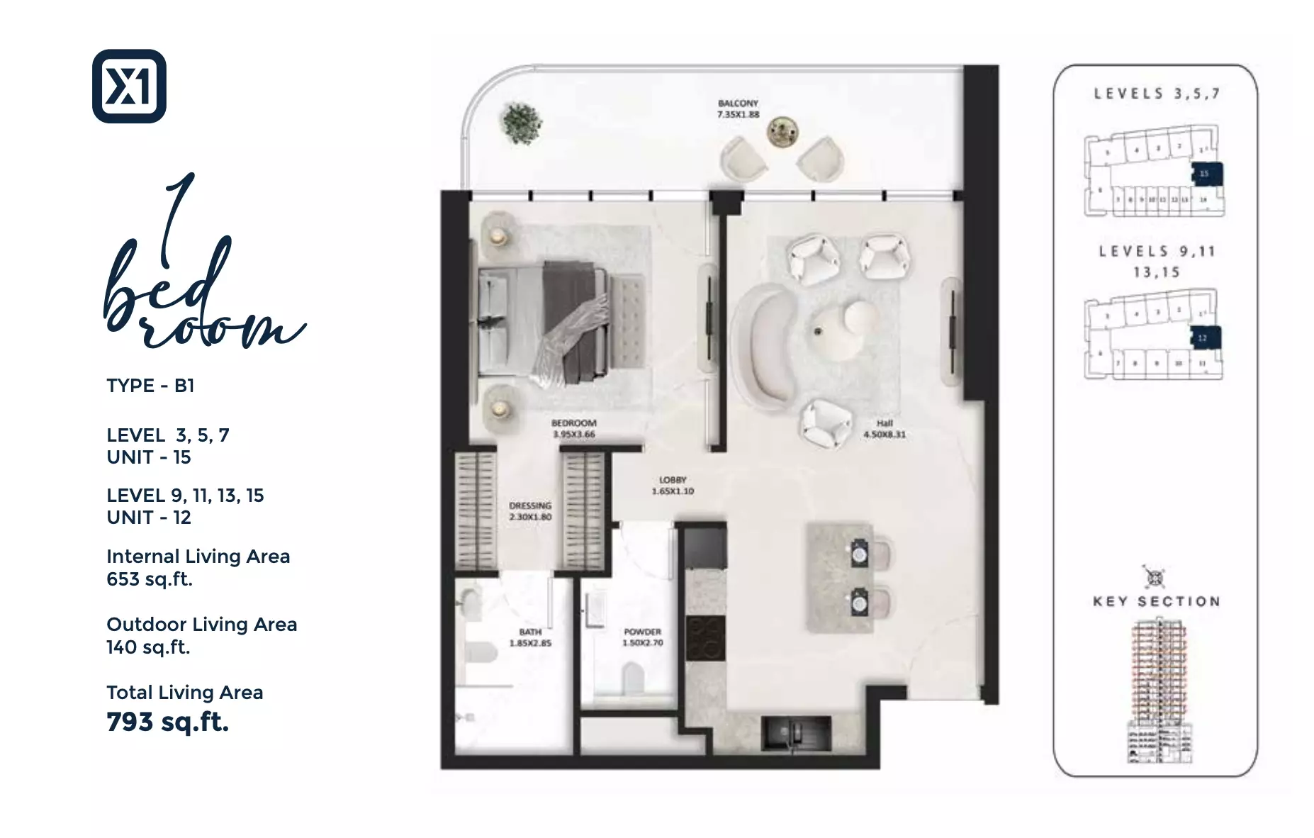 typeSize floor plan for SquareX One