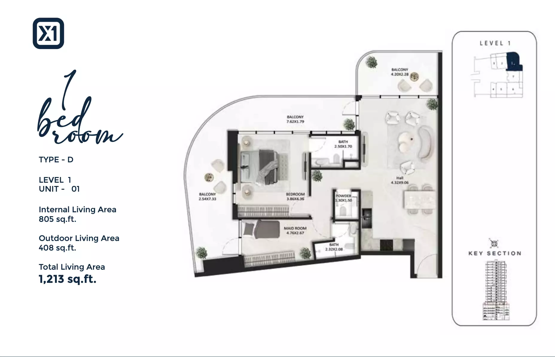 typeSize floor plan for SquareX One