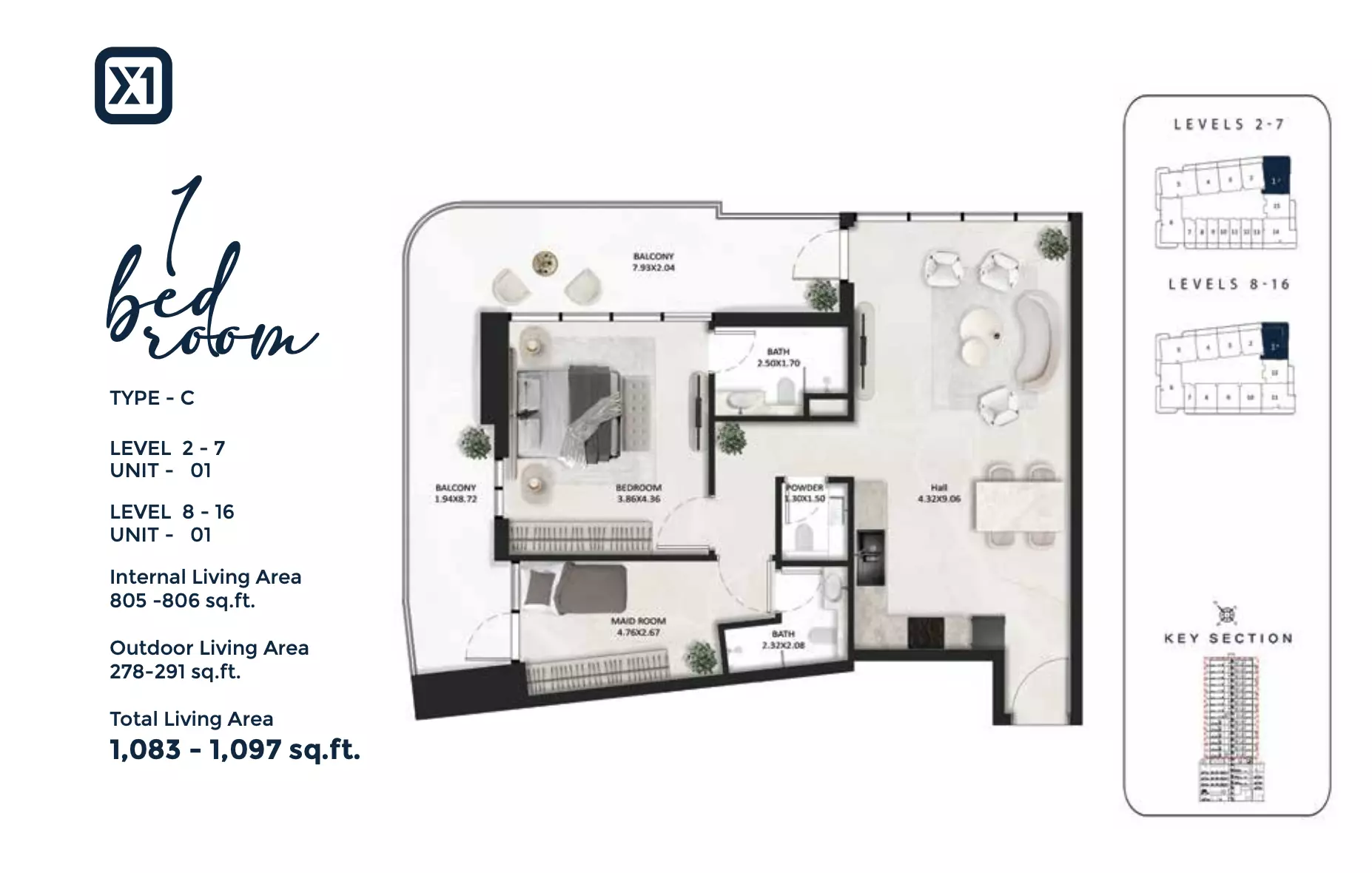 typeSize floor plan for SquareX One