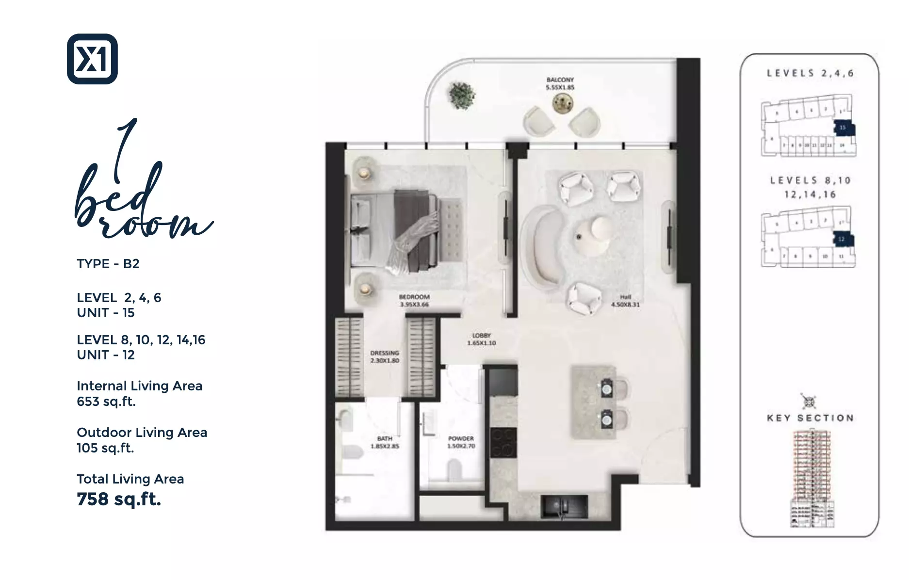 typeSize floor plan for SquareX One