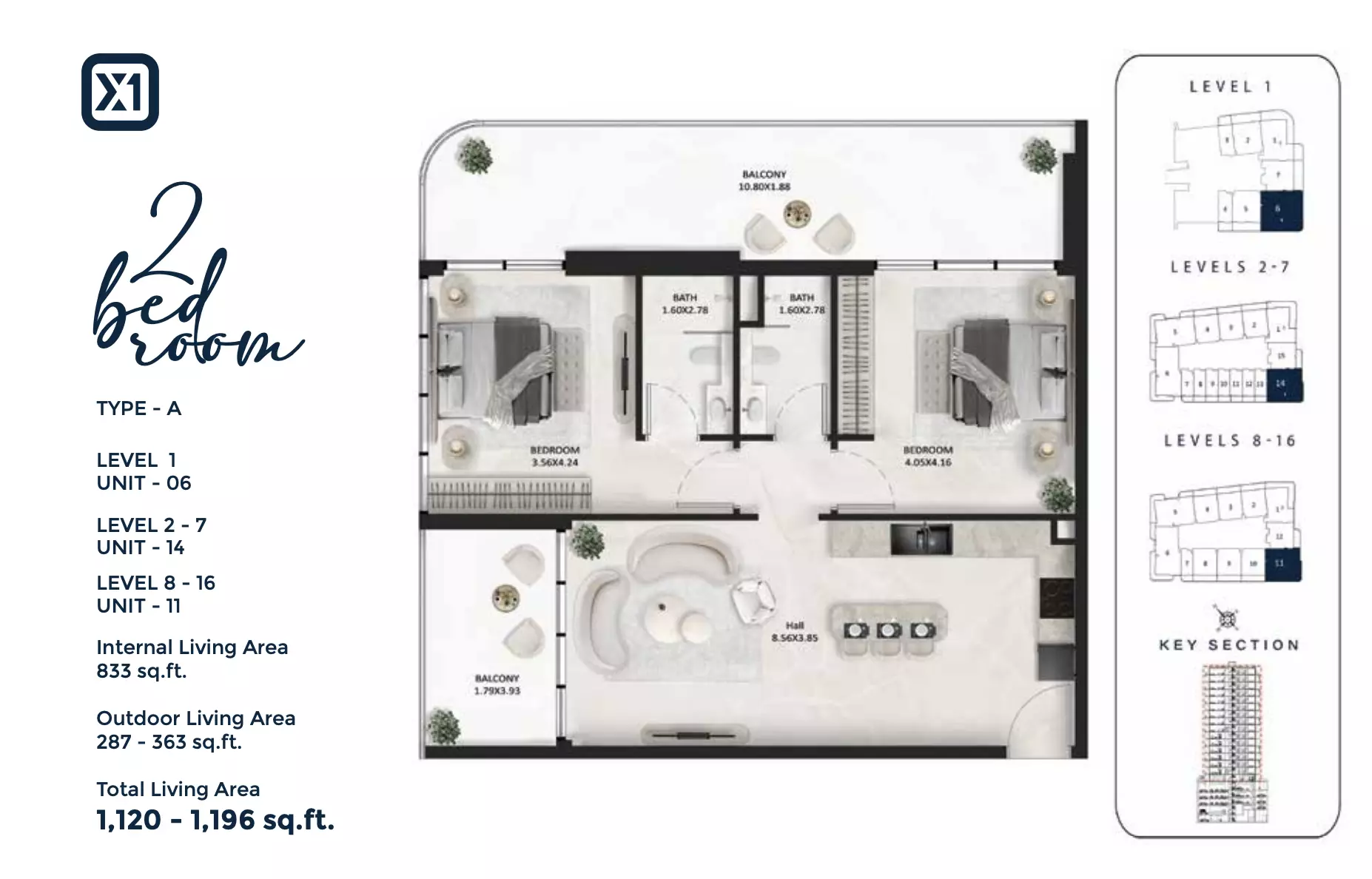 typeSize floor plan for SquareX One