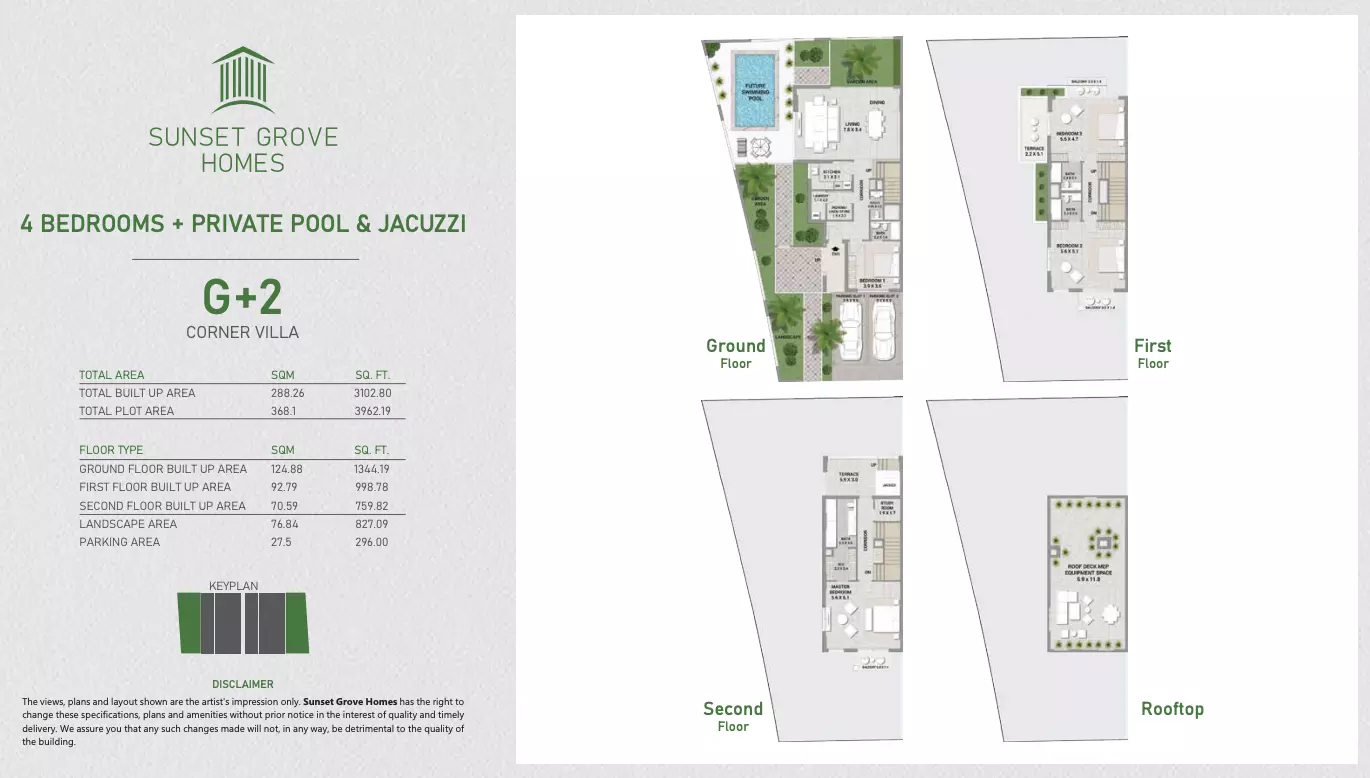 typeSize floor plan for Sunset Grove Homes