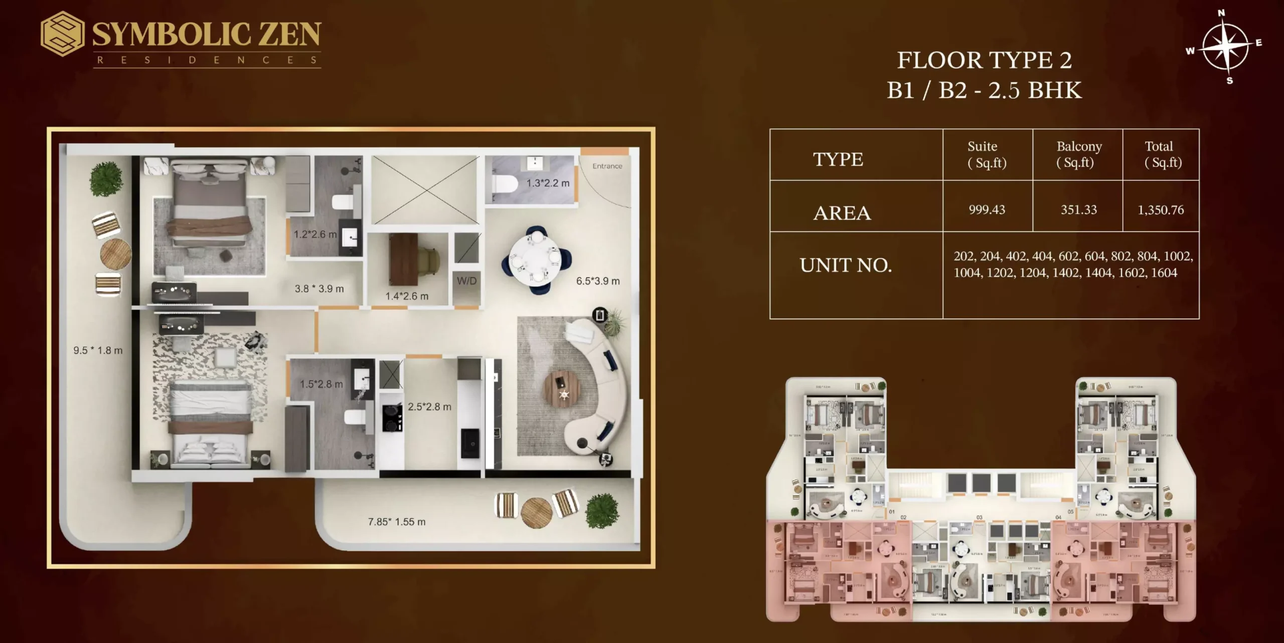 typeSize floor plan for Symbolic Zen Residences