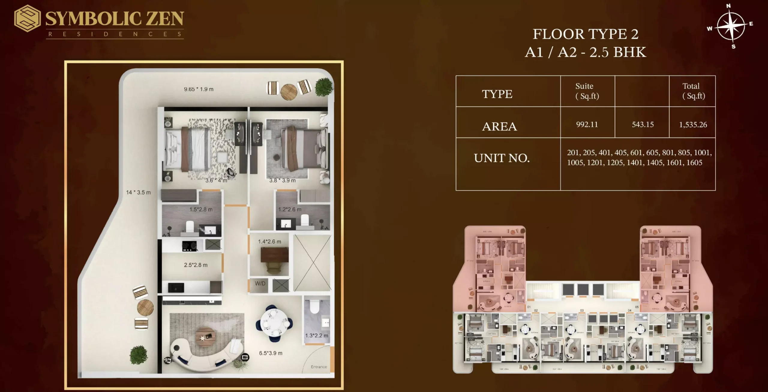 typeSize floor plan for Symbolic Zen Residences