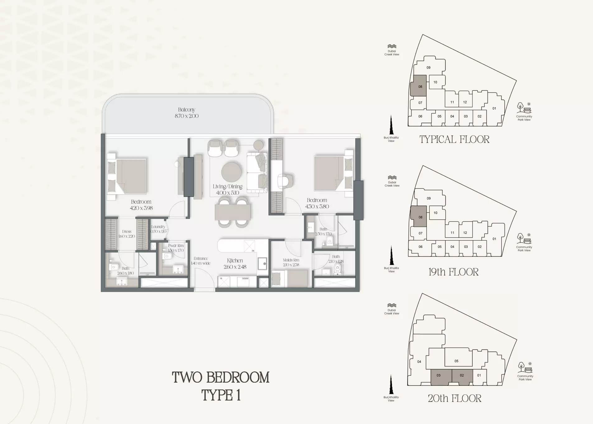 typeSize floor plan for The Caden