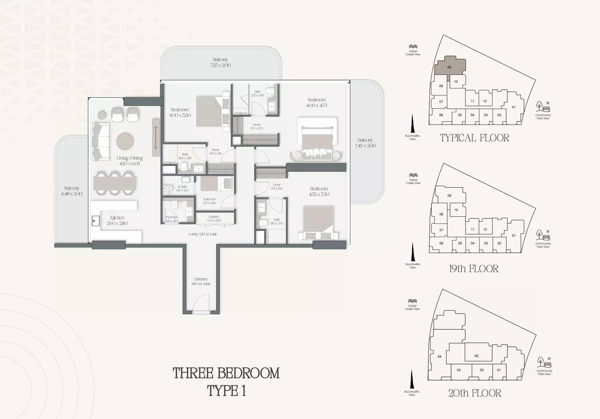 typeSize floor plan for The Caden