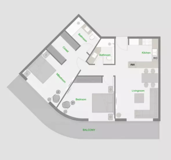 typeSize floor plan for The Central Downtown