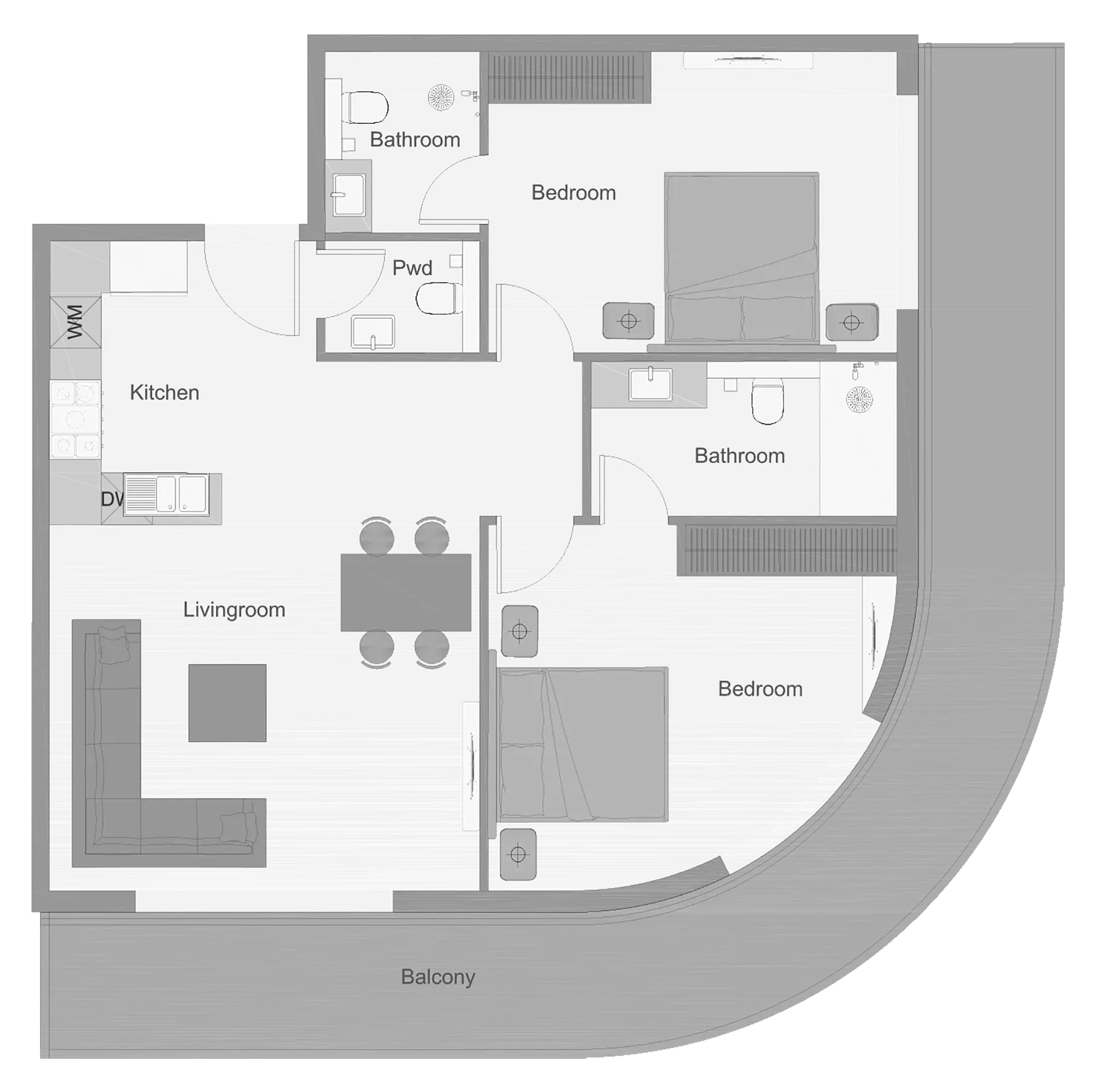 typeSize floor plan for The Central Downtown