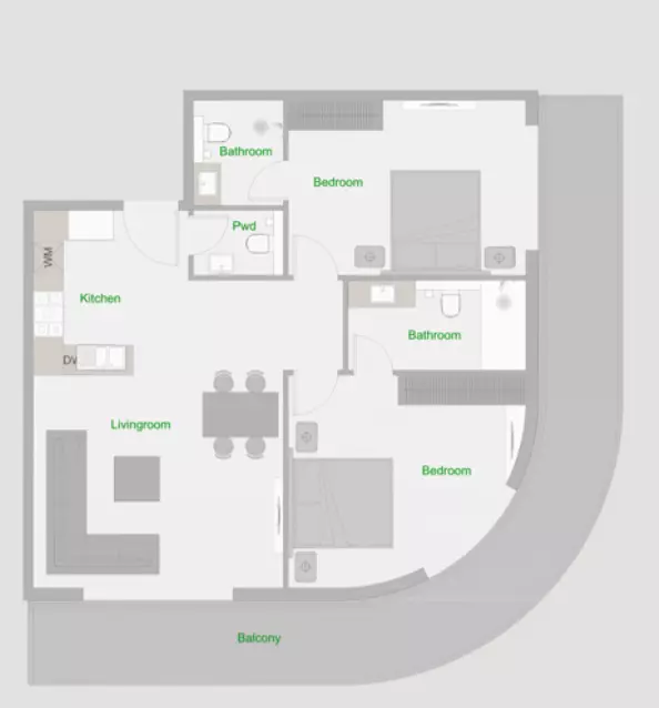 typeSize floor plan for The Central Downtown