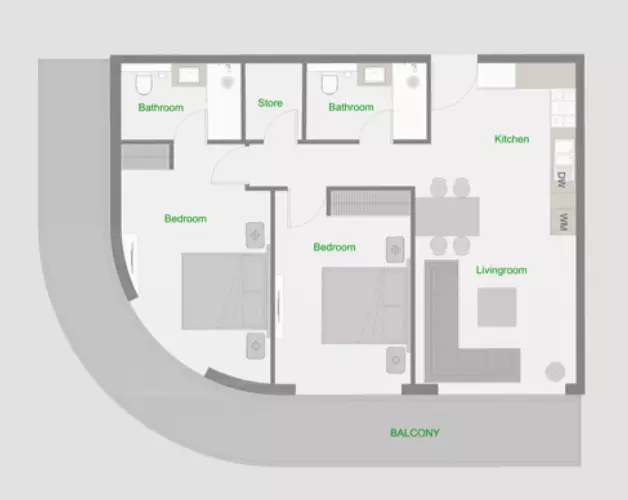 typeSize floor plan for The Central Downtown