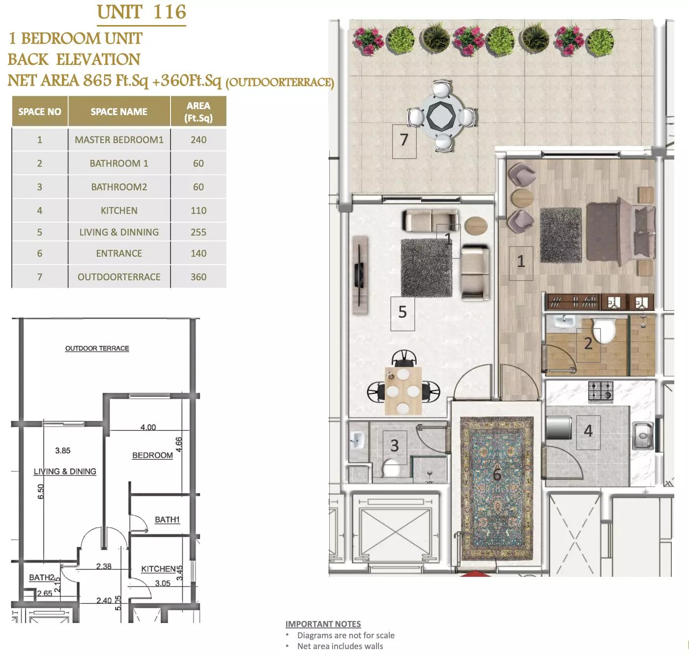 typeSize floor plan for The Maiden Residence