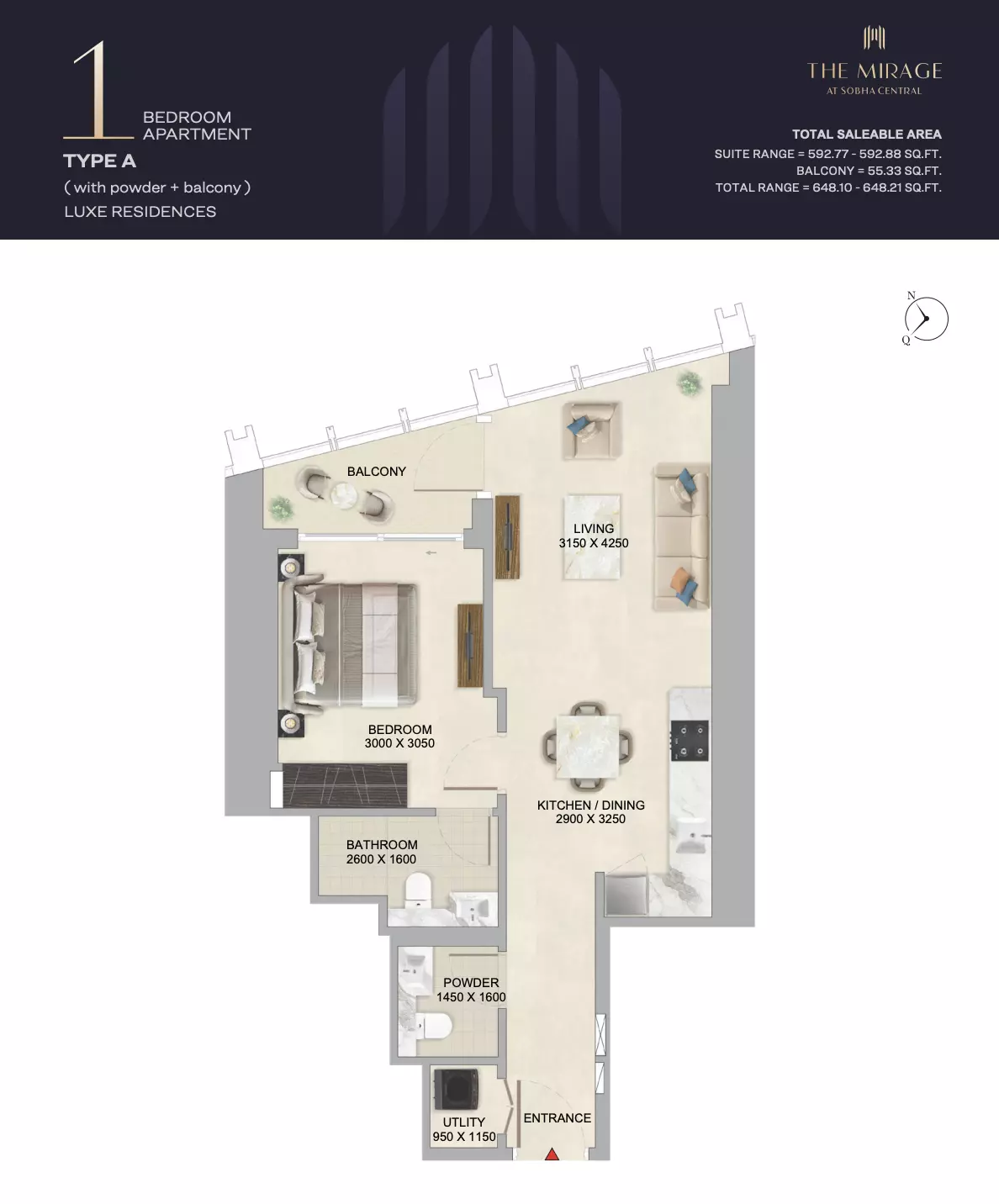 typeSize floor plan for The Mirage